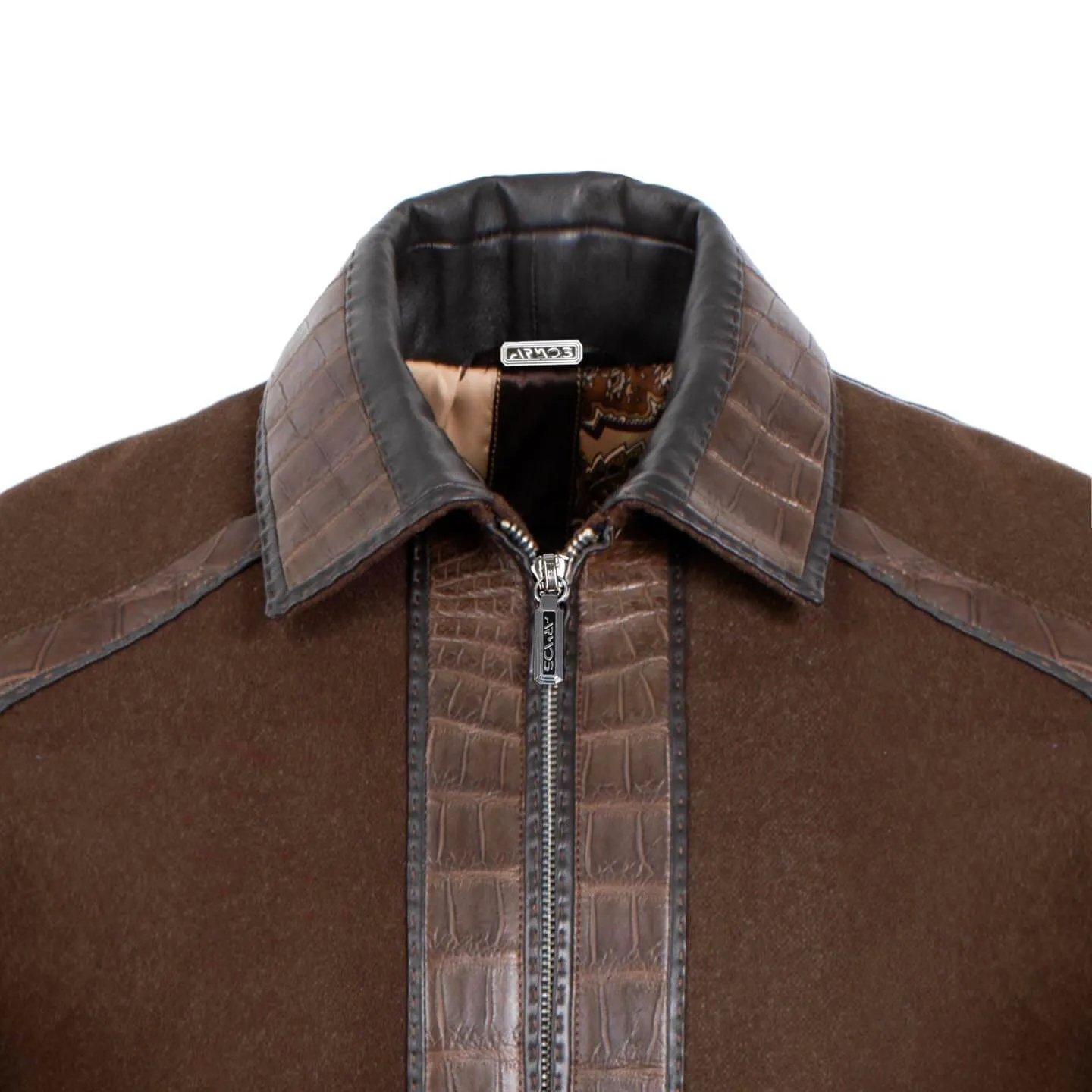 Crocodile leather and velvet jacket sold by Armos product image thumbnail 3