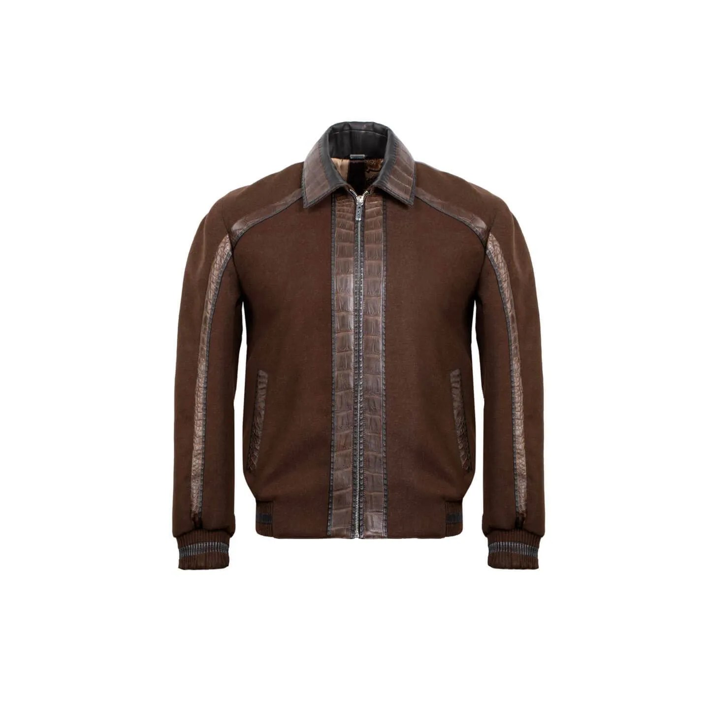 Crocodile leather and velvet jacket sold by Armos