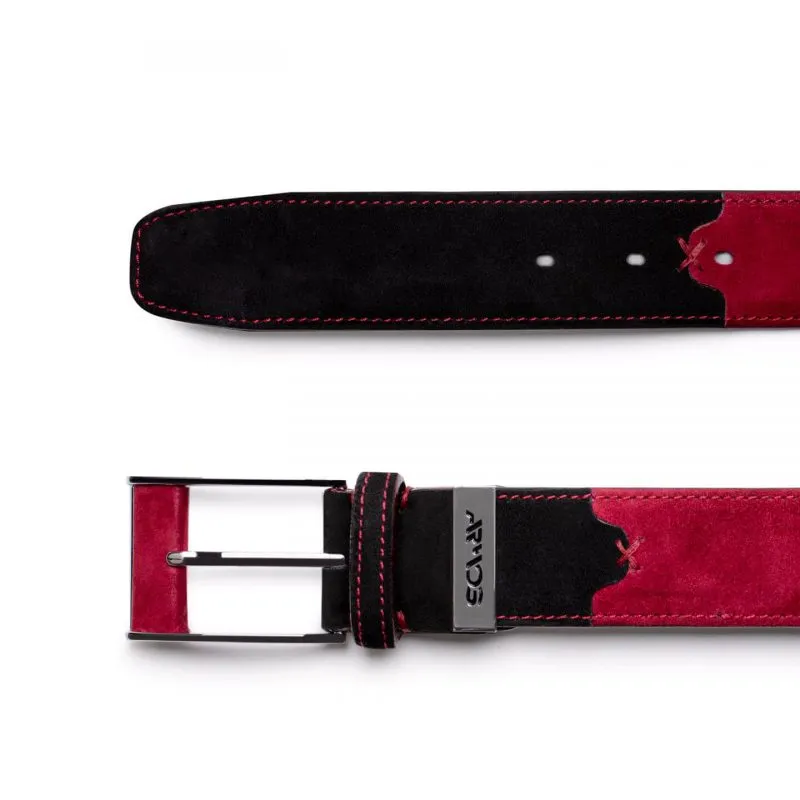 Red and black leather belt sold by Armos product image thumbnail 2