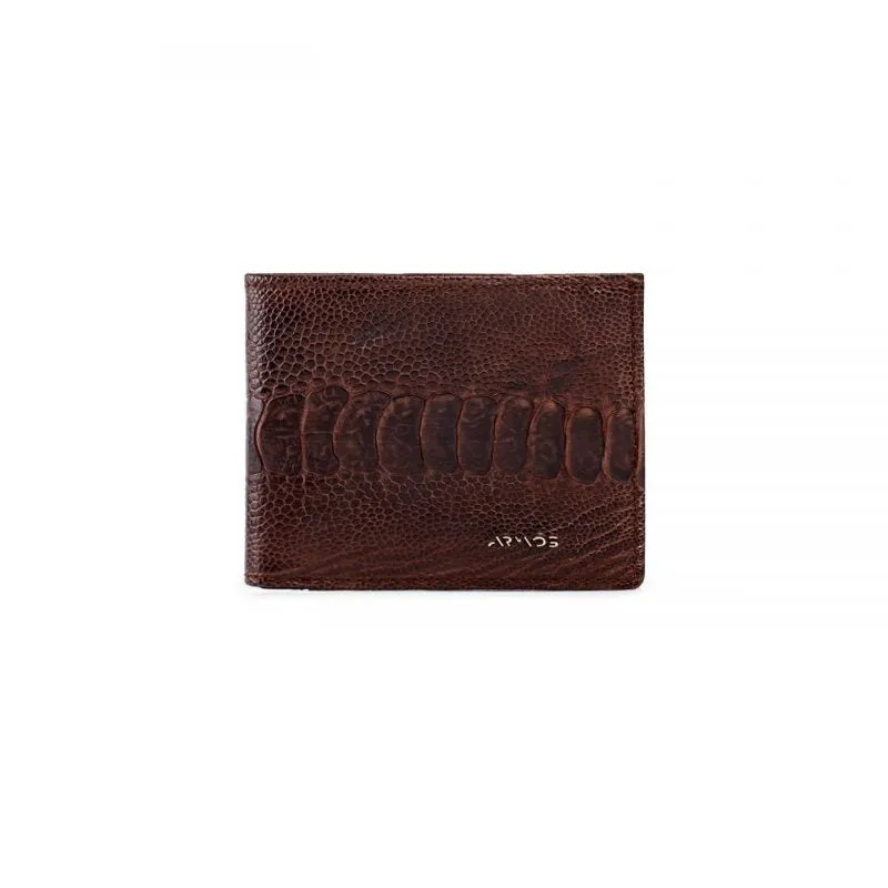 Brown ostrich leather wallet sold by Armos