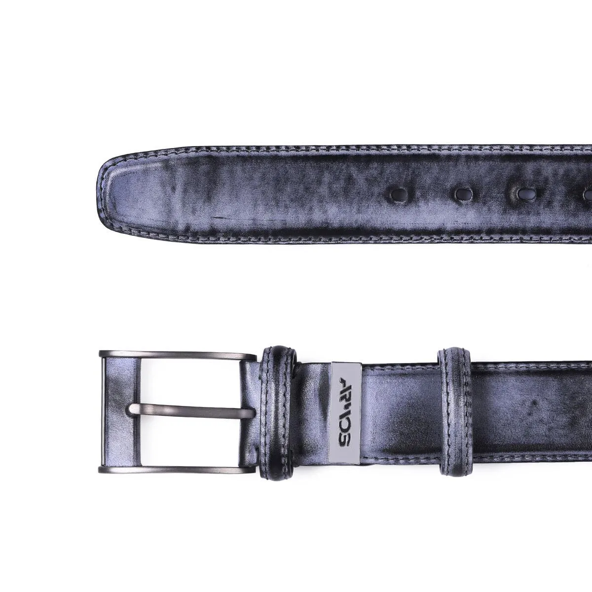 Gray leather belt sold by Armos product image thumbnail 2