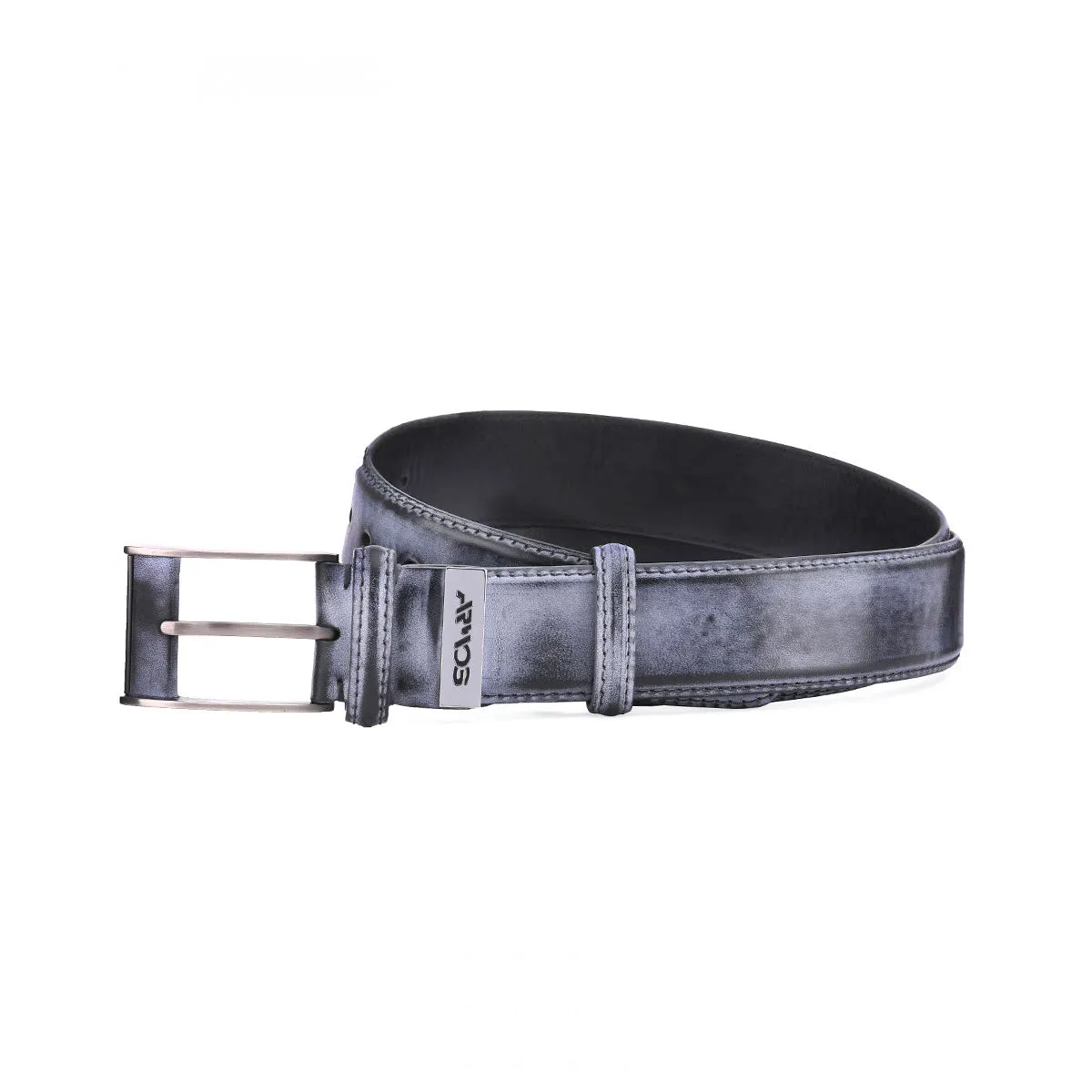 Gray leather belt sold by Armos