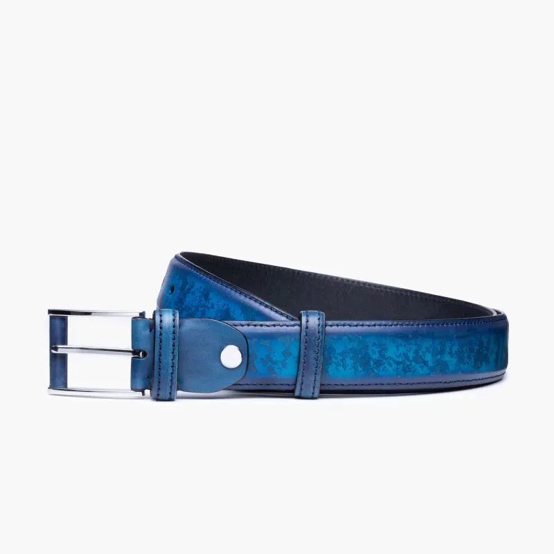 Men's blue patinated belt sold by Armos