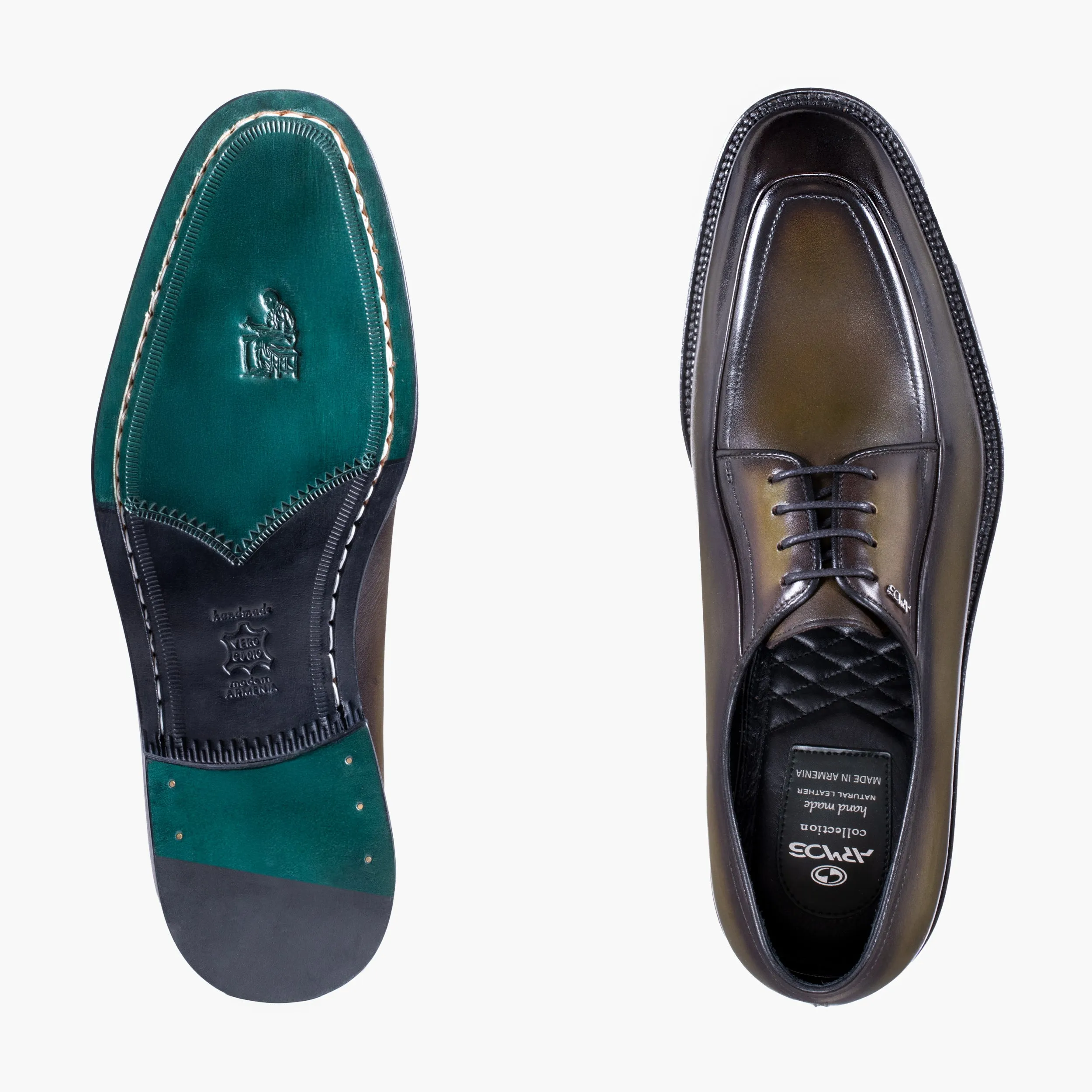 Men's Khaki Leather Derby Lace-Up sold by Armos product image thumbnail 5