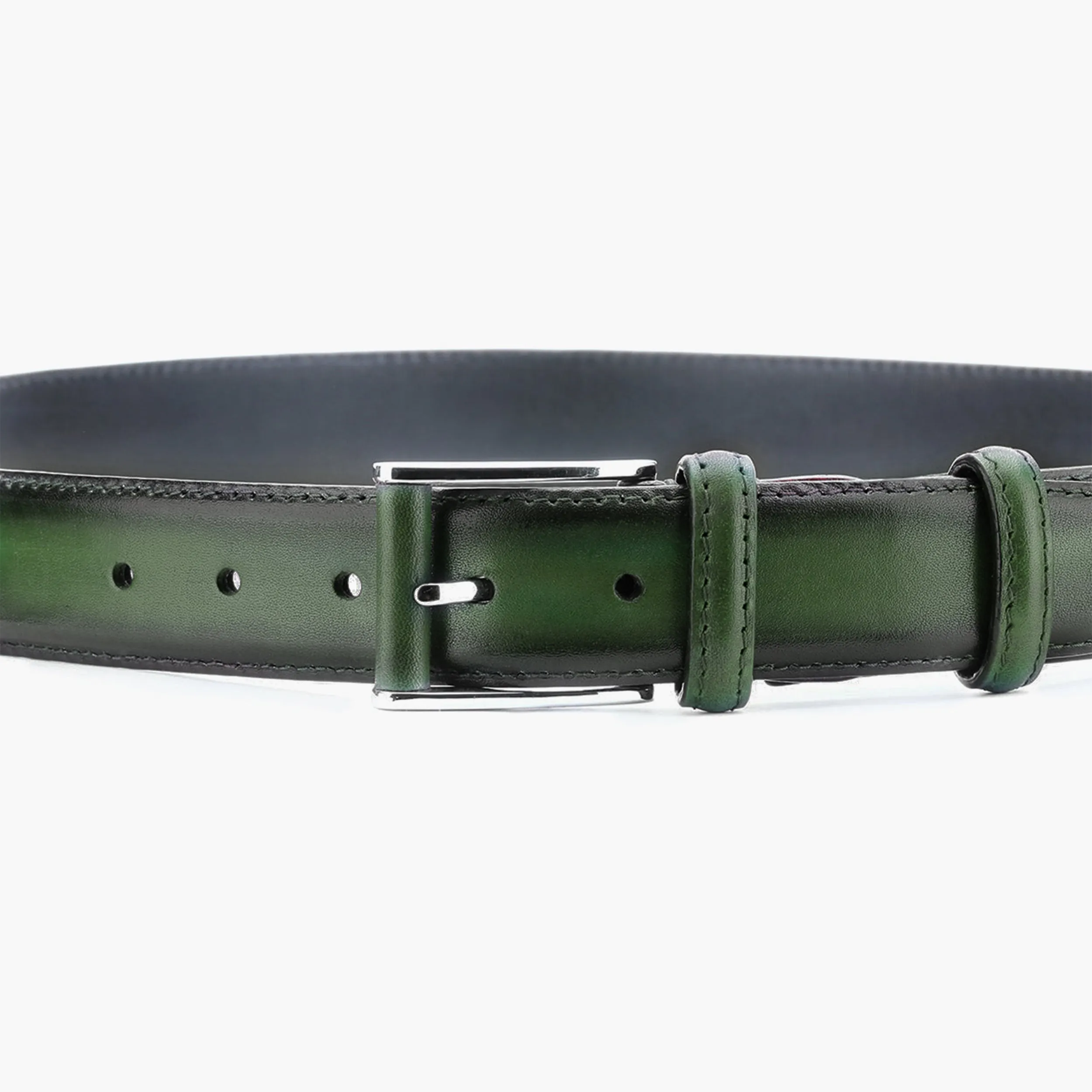 Forest green patina leather belt sold by Armos product image thumbnail 4