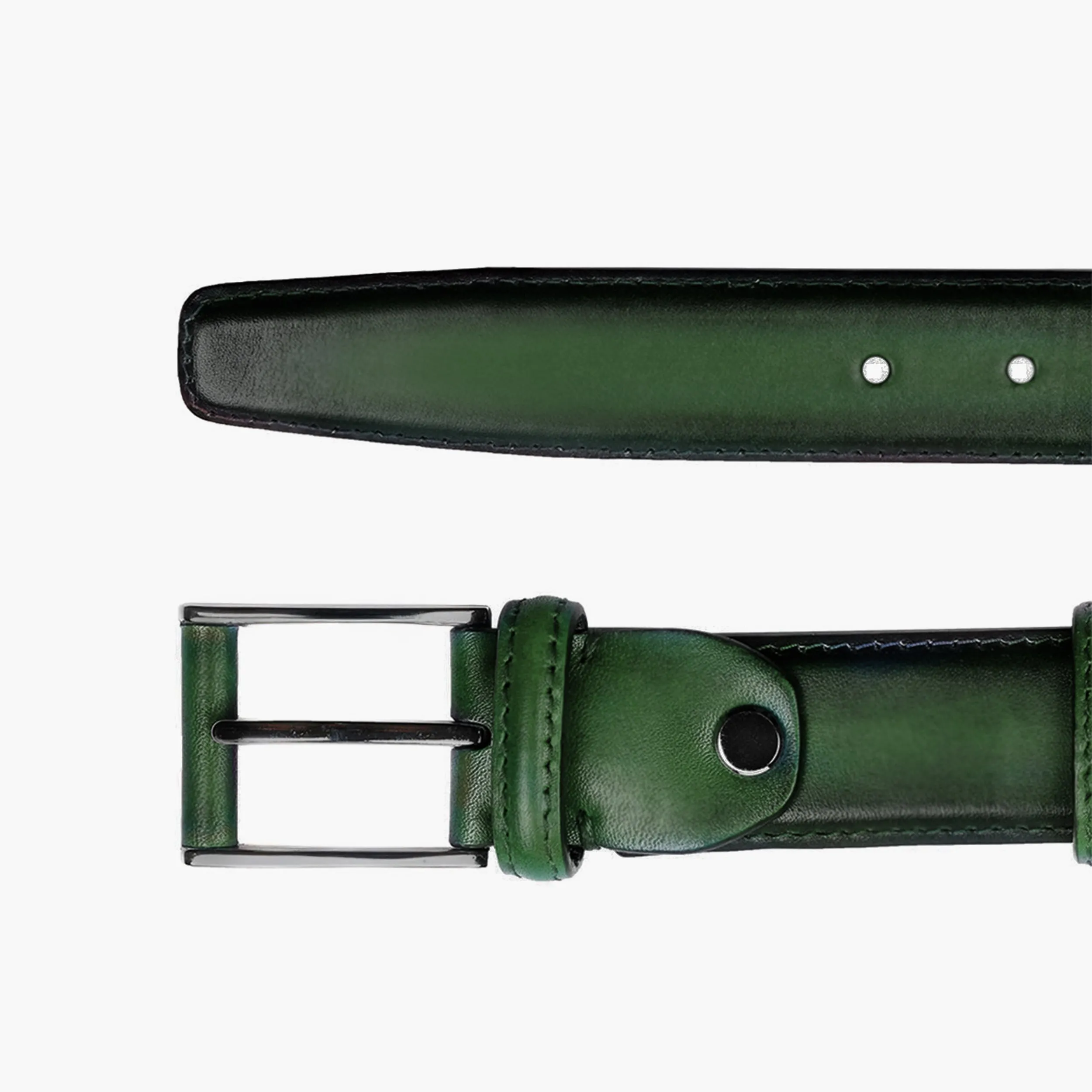 Forest green patina leather belt sold by Armos product image thumbnail 2