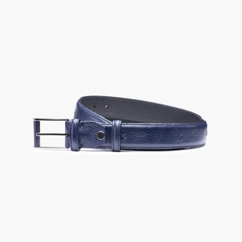 Grained Navy Leather Belt sold by Armos