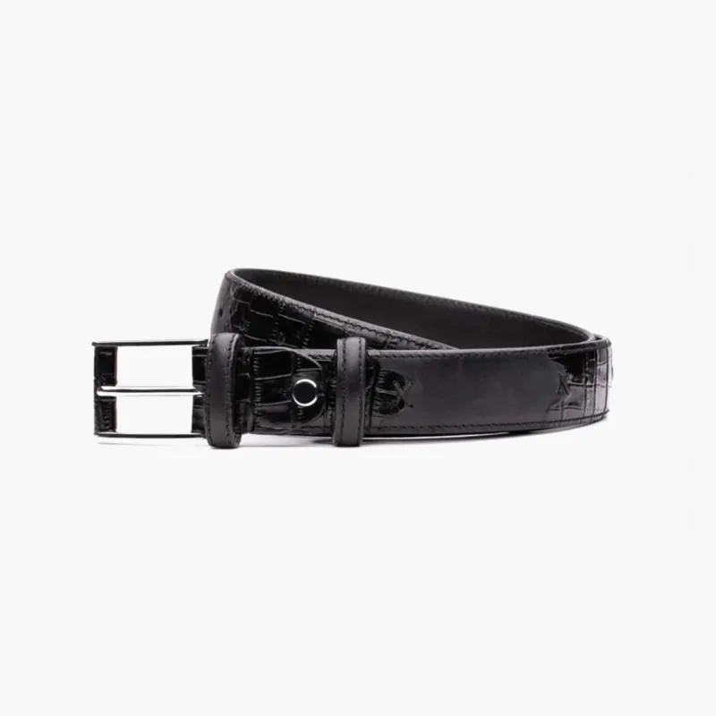Men’s Black Croc-Embossed Leather Belt sold by Armos
