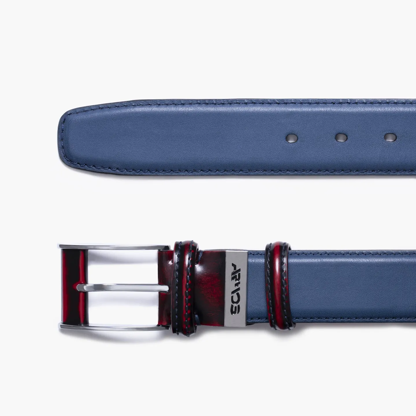 Men’s Blue and Bordeaux Leather Belt sold by Armos product image thumbnail 2