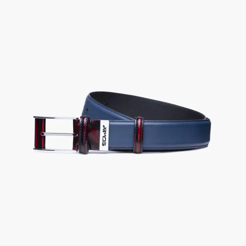 Men’s Blue and Bordeaux Leather Belt sold by Armos