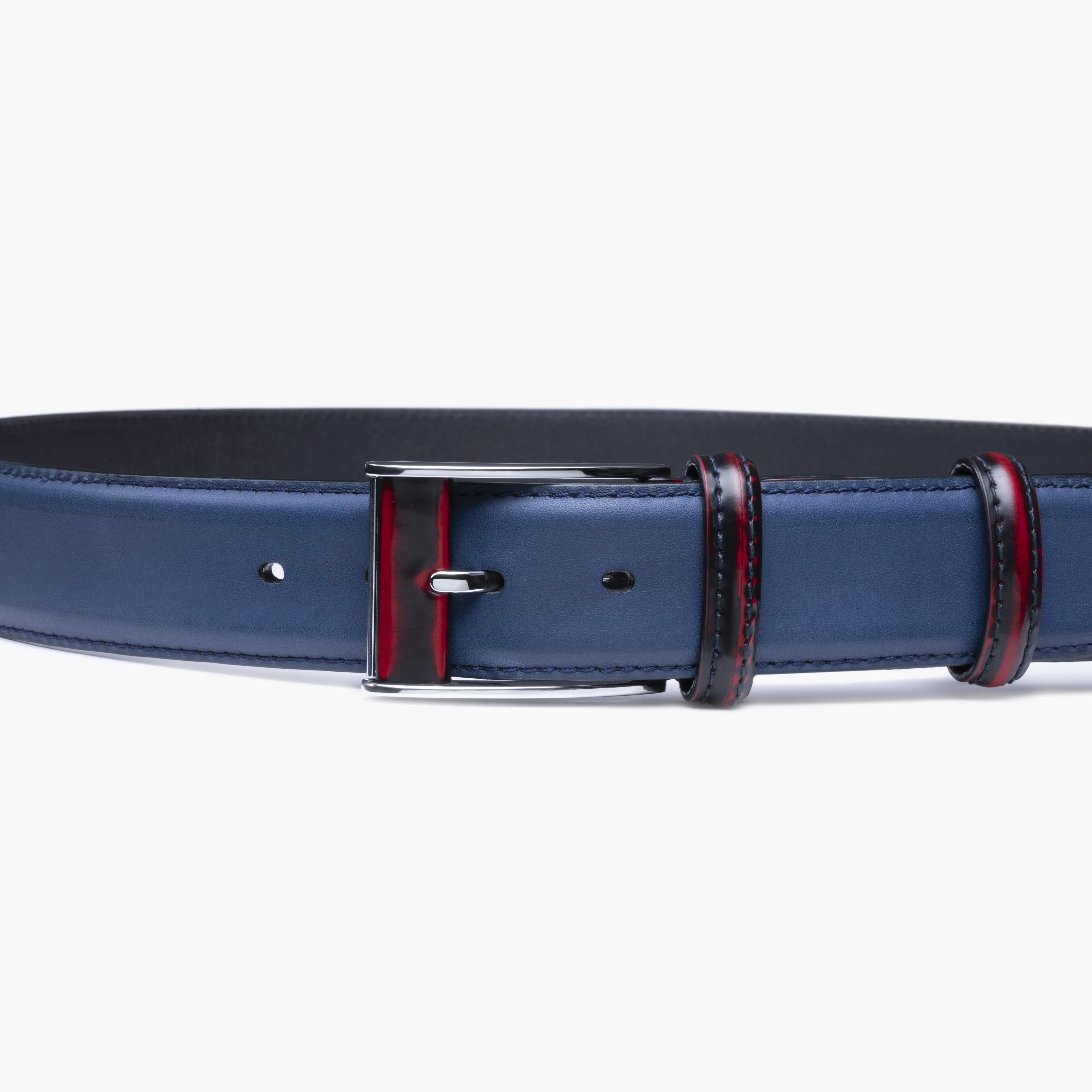 Men’s Blue and Bordeaux Leather Belt sold by Armos product image thumbnail 4