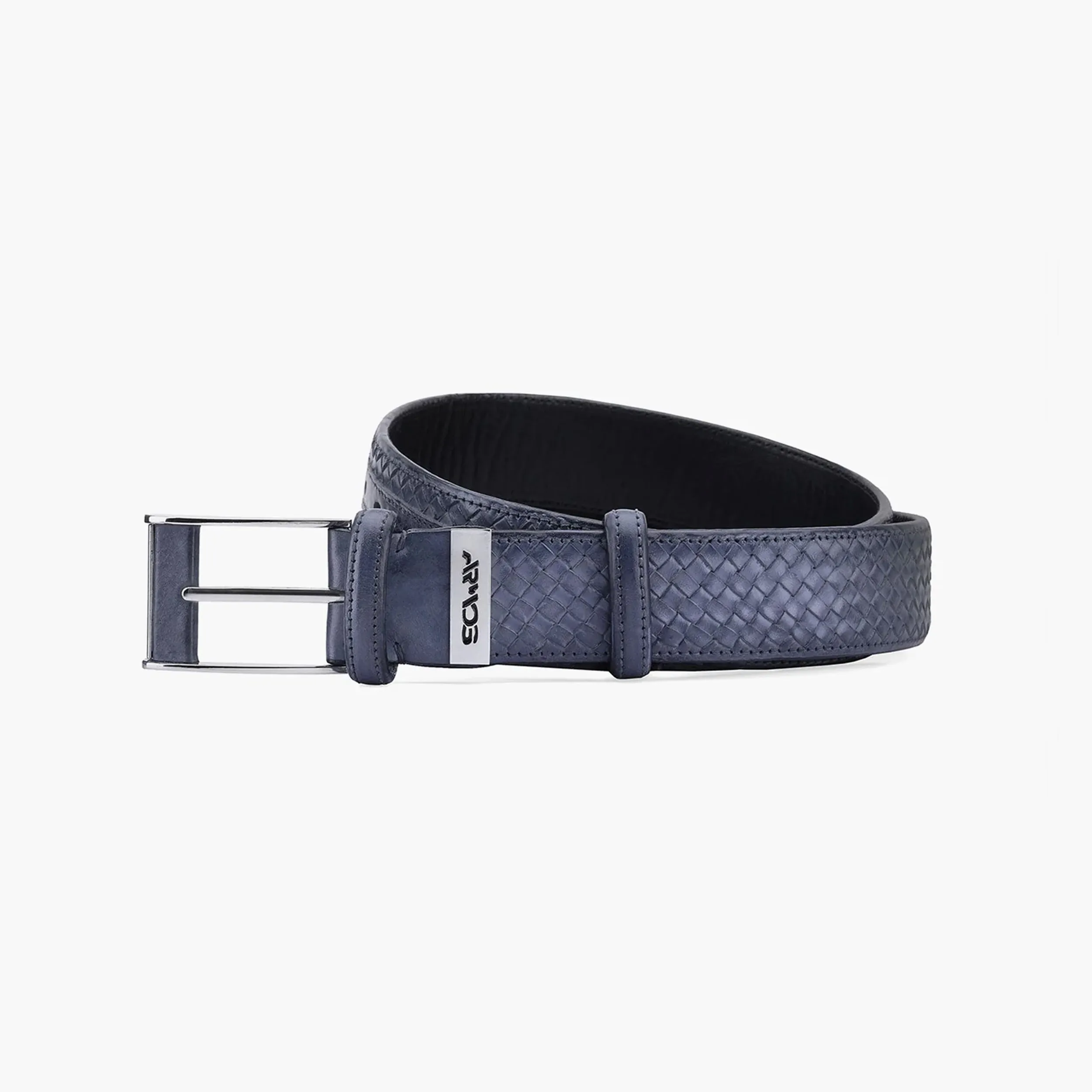 Men’s Blue & Gray Woven Leather Belt sold by Armos