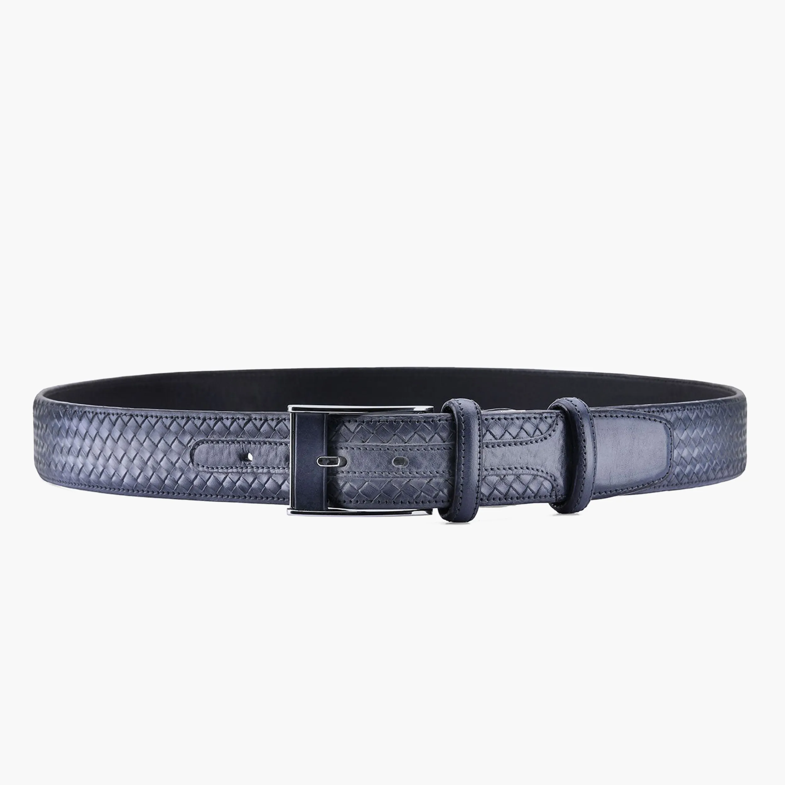 Men’s Blue & Gray Woven Leather Belt sold by Armos product image thumbnail 3