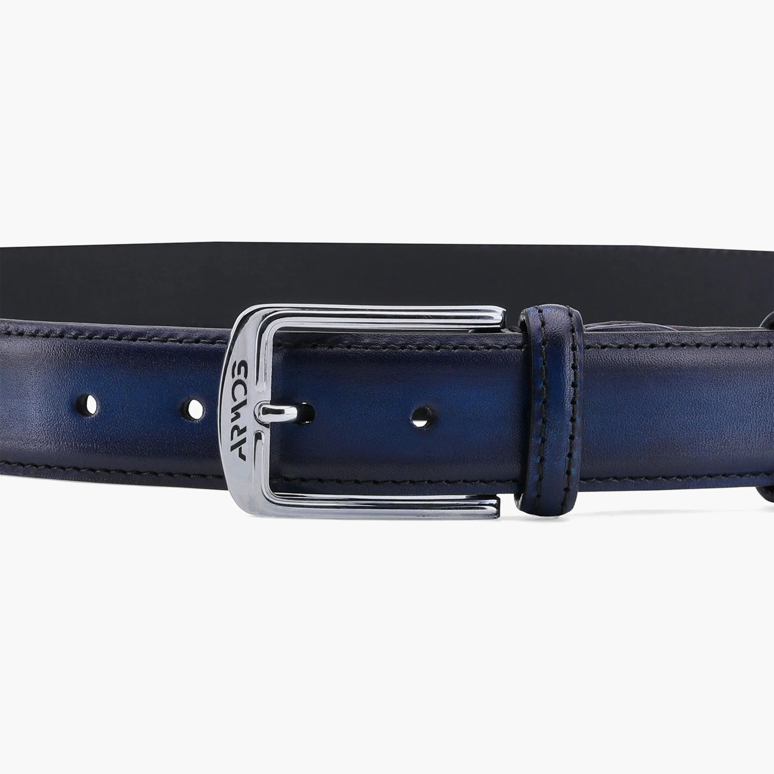 Men’s Deep Navy Patina Leather Belt sold by Armos product image thumbnail 4