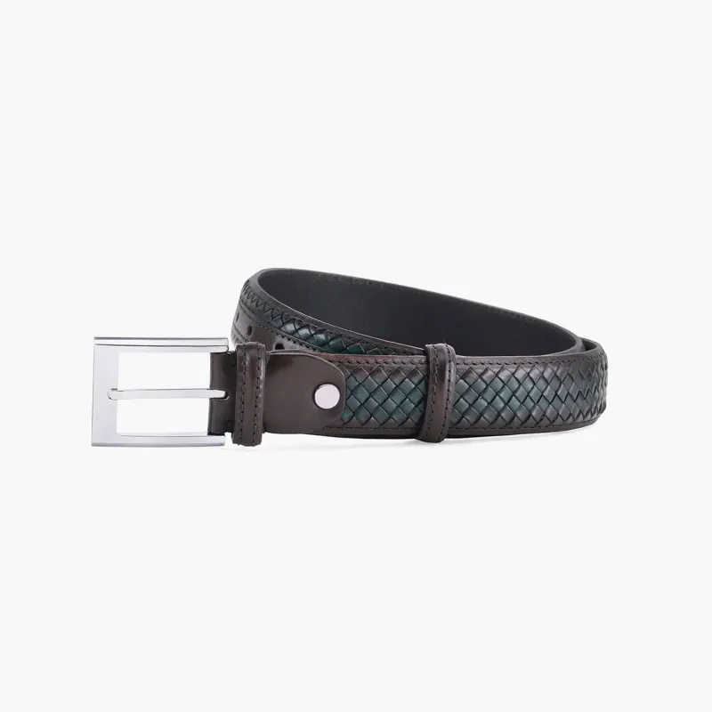 Men’s Brown & Green Woven Leather Belt sold by Armos