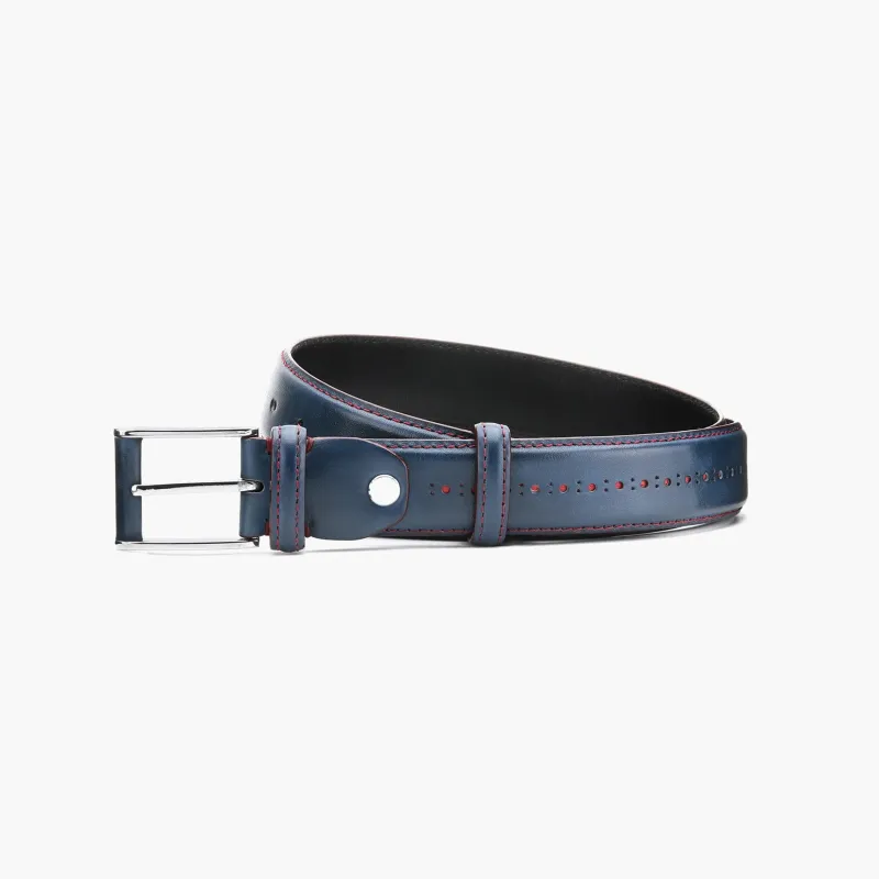 Blue leather belt sold by Armos