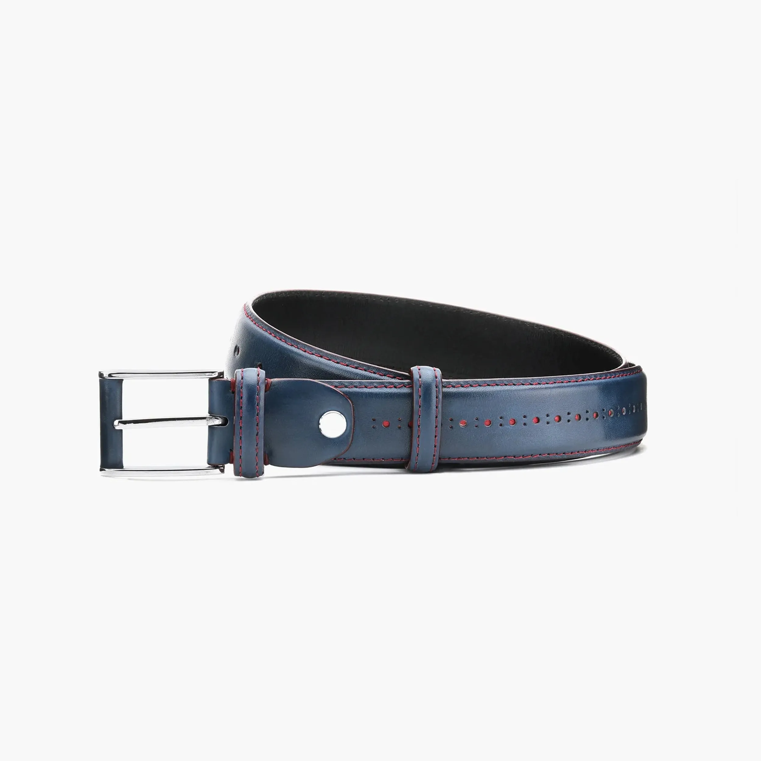 Blue leather belt sold by Armos