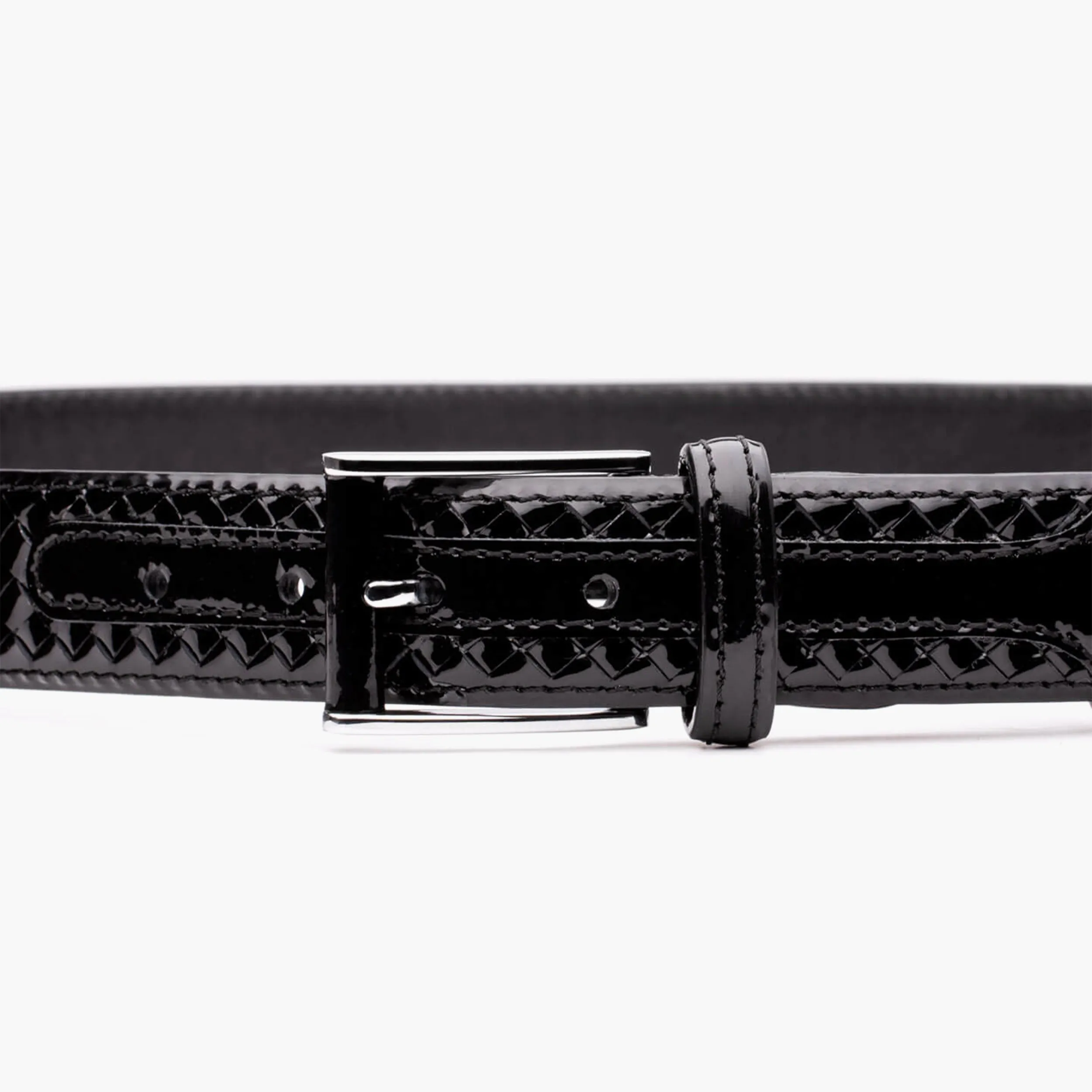 Men’s Black Woven Patent Leather Belt sold by Armos product image thumbnail 4