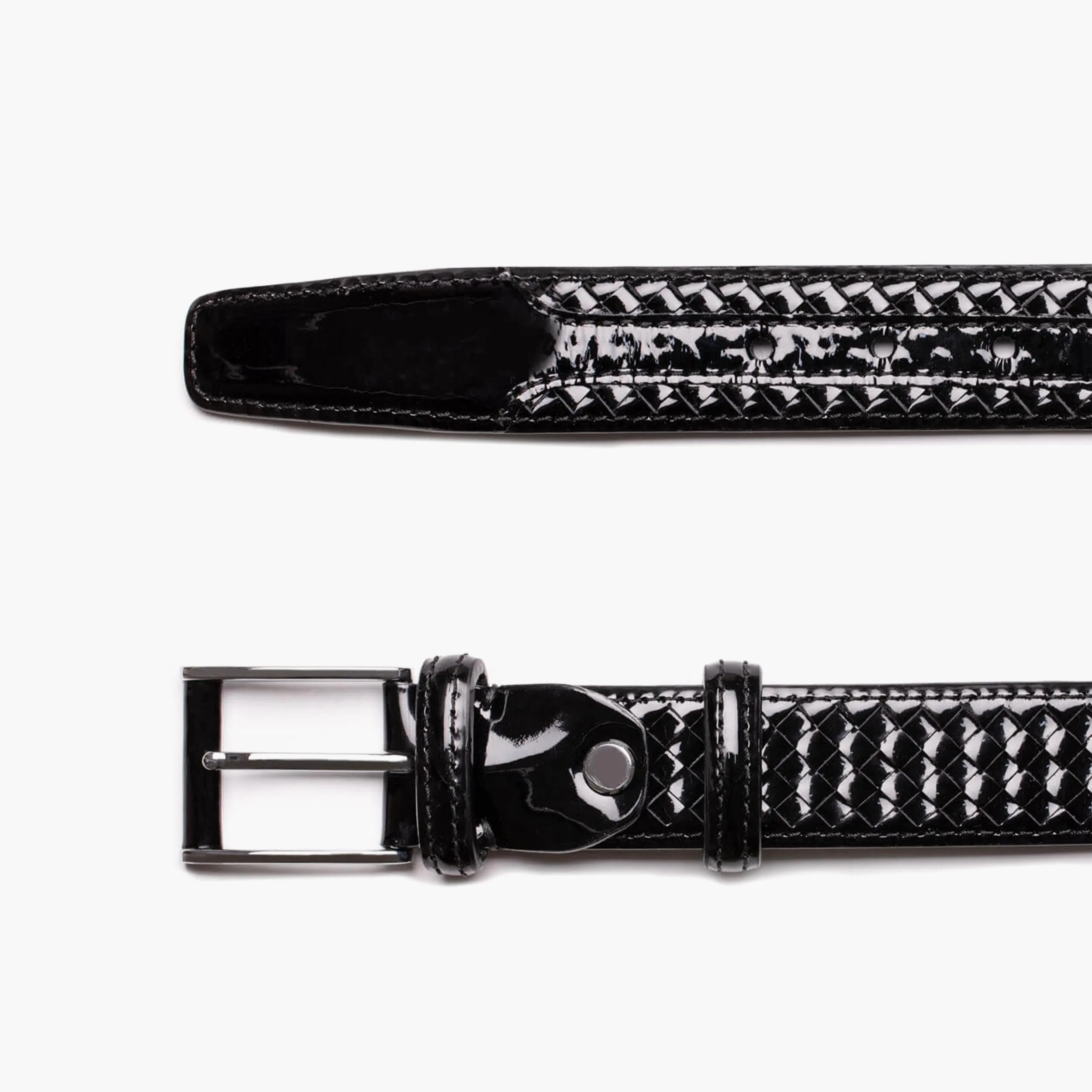 Men’s Black Woven Patent Leather Belt sold by Armos product image thumbnail 2