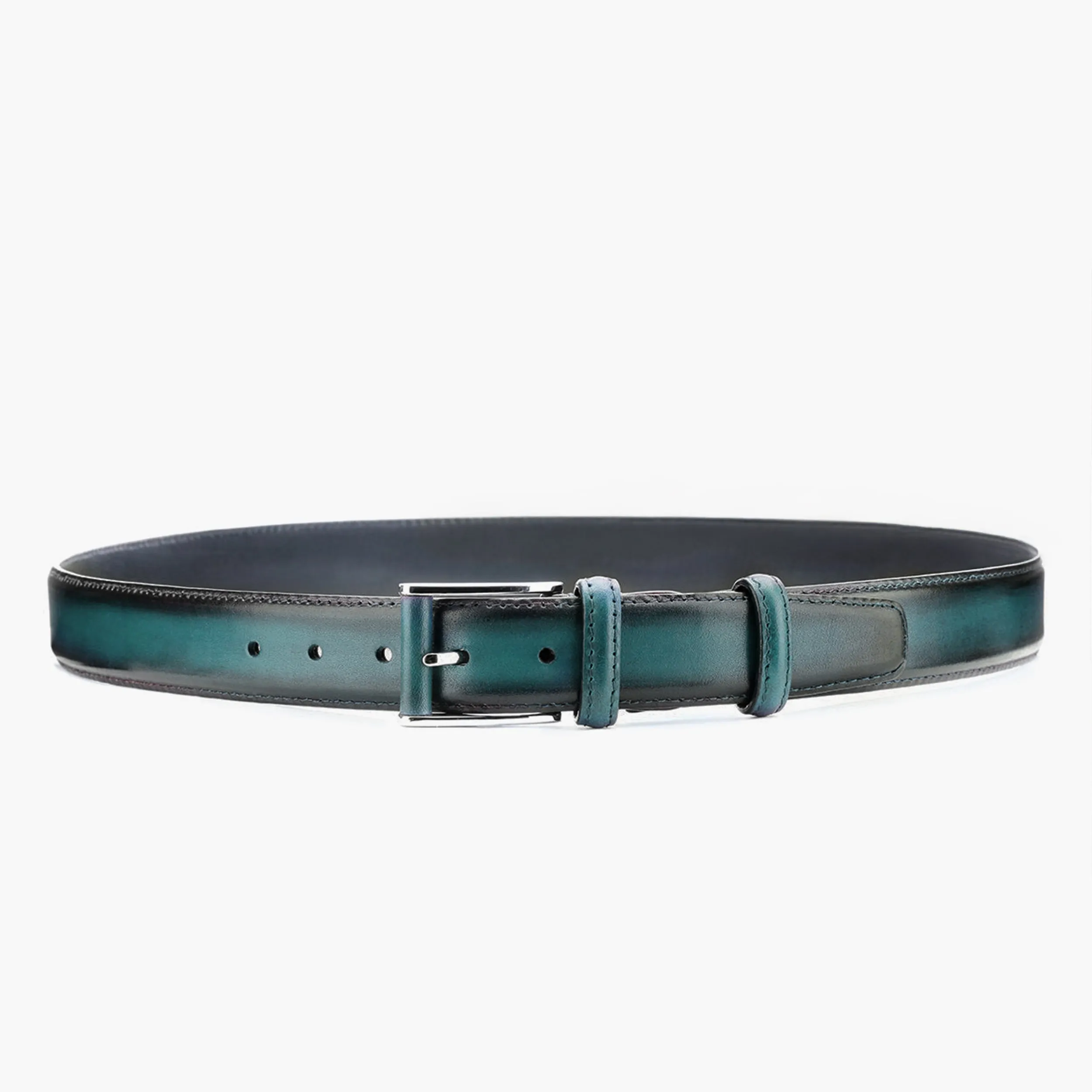 Men’s Deep Teal Patina Leather Belt sold by Armos