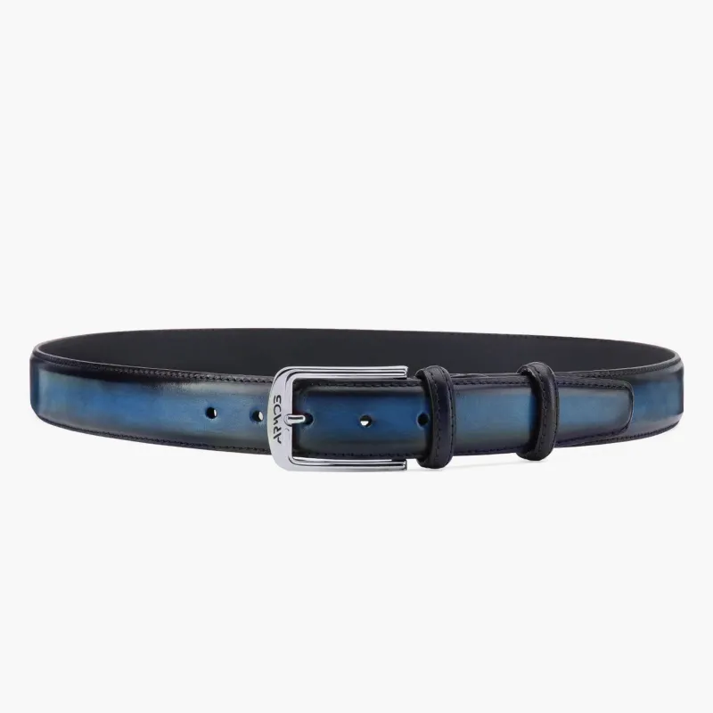 Men’s Dark Blue Patina Leather Belt sold by Armos