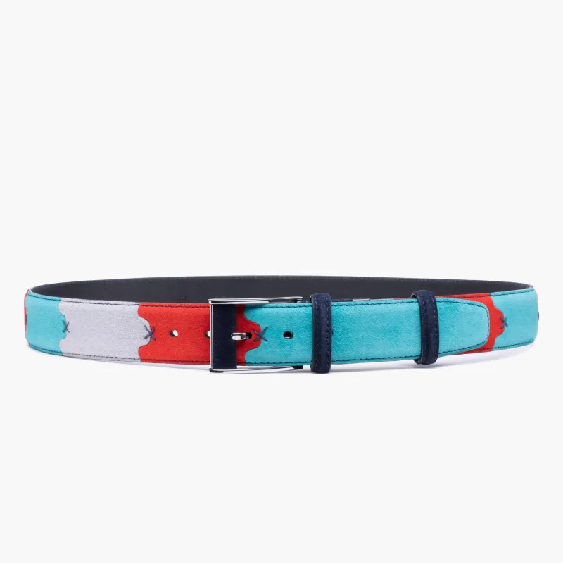 Men's Turquoise, Red & Gray Suede Belt sold by Armos