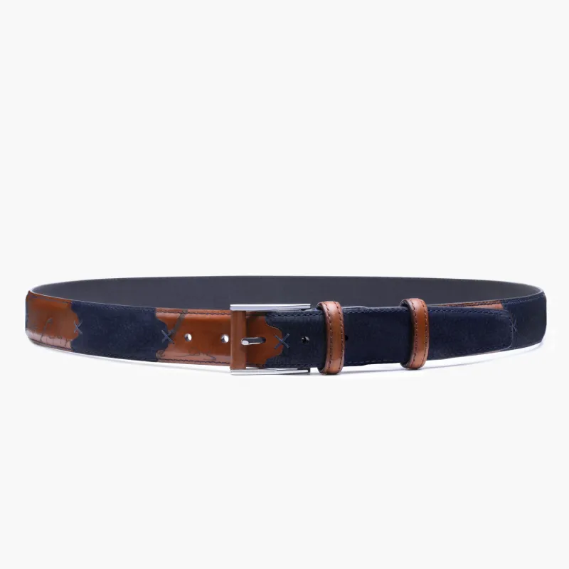 Men’s Navy Blue Nubuck & Leather Belt sold by Armos