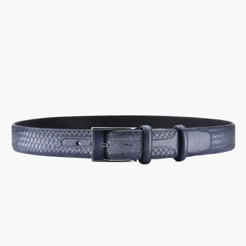 Men’s Blue & Gray Woven Leather Belt sold by Armos