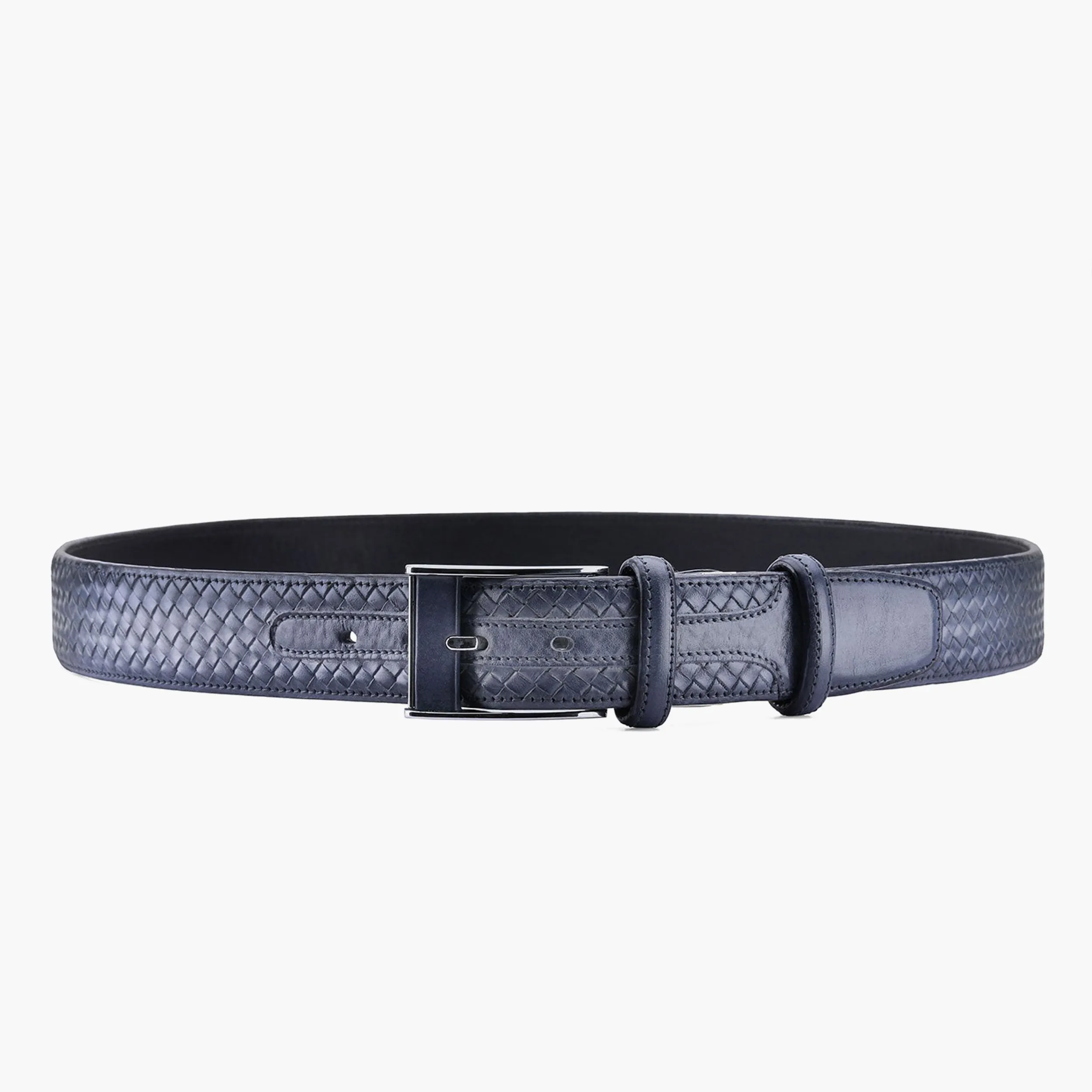 Men’s Blue & Gray Woven Leather Belt sold by Armos