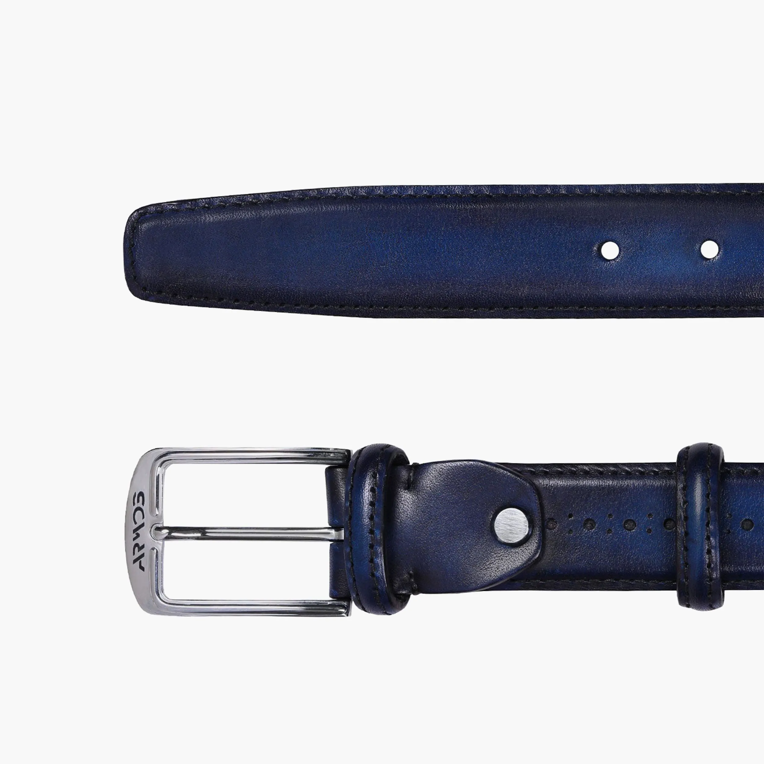 Men’s Deep Navy Patina Leather Belt sold by Armos product image thumbnail 3