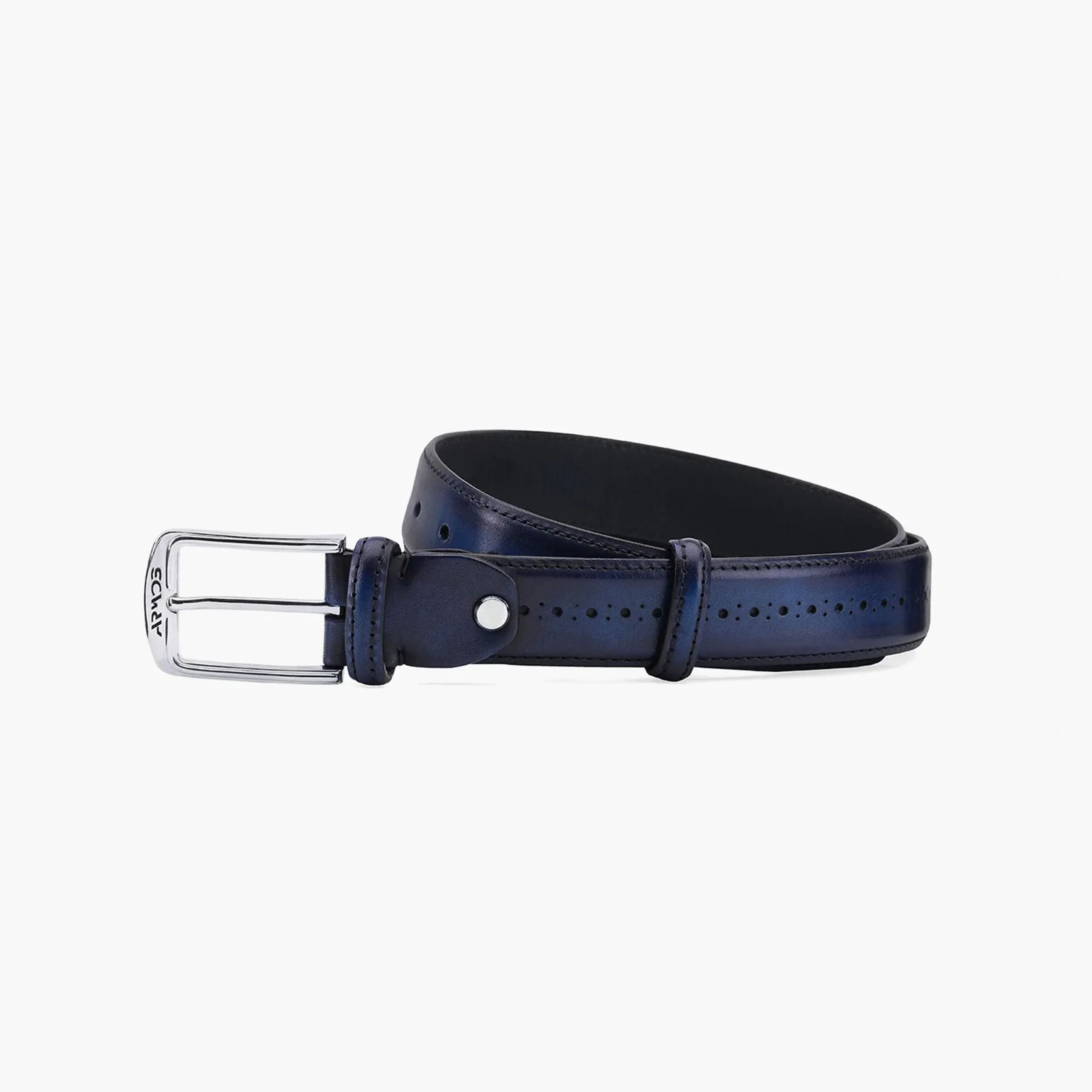 Men’s Deep Navy Patina Leather Belt sold by Armos product image thumbnail 2