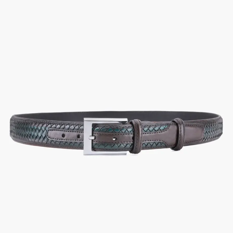 Men’s Brown & Green Woven Leather Belt sold by Armos