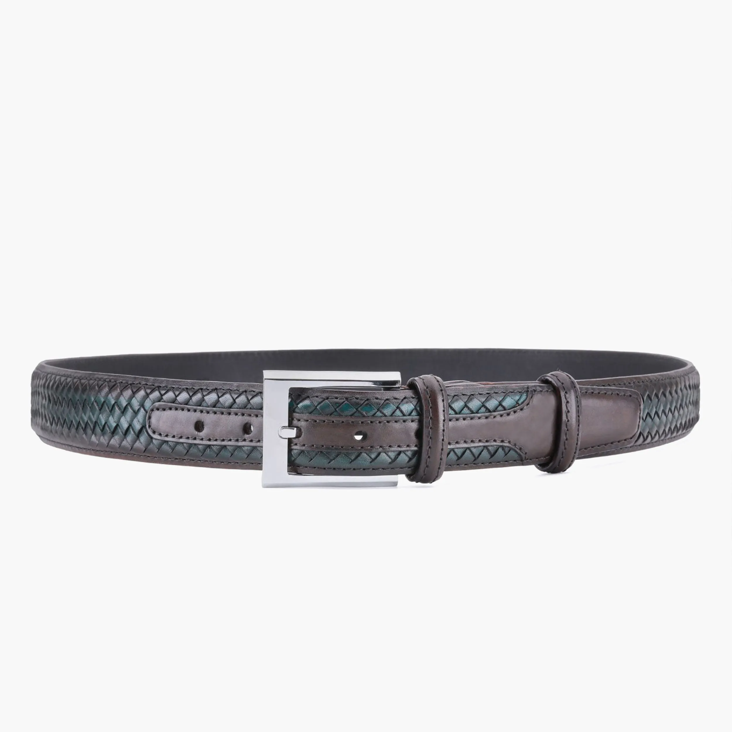 Men’s Brown & Green Woven Leather Belt sold by Armos