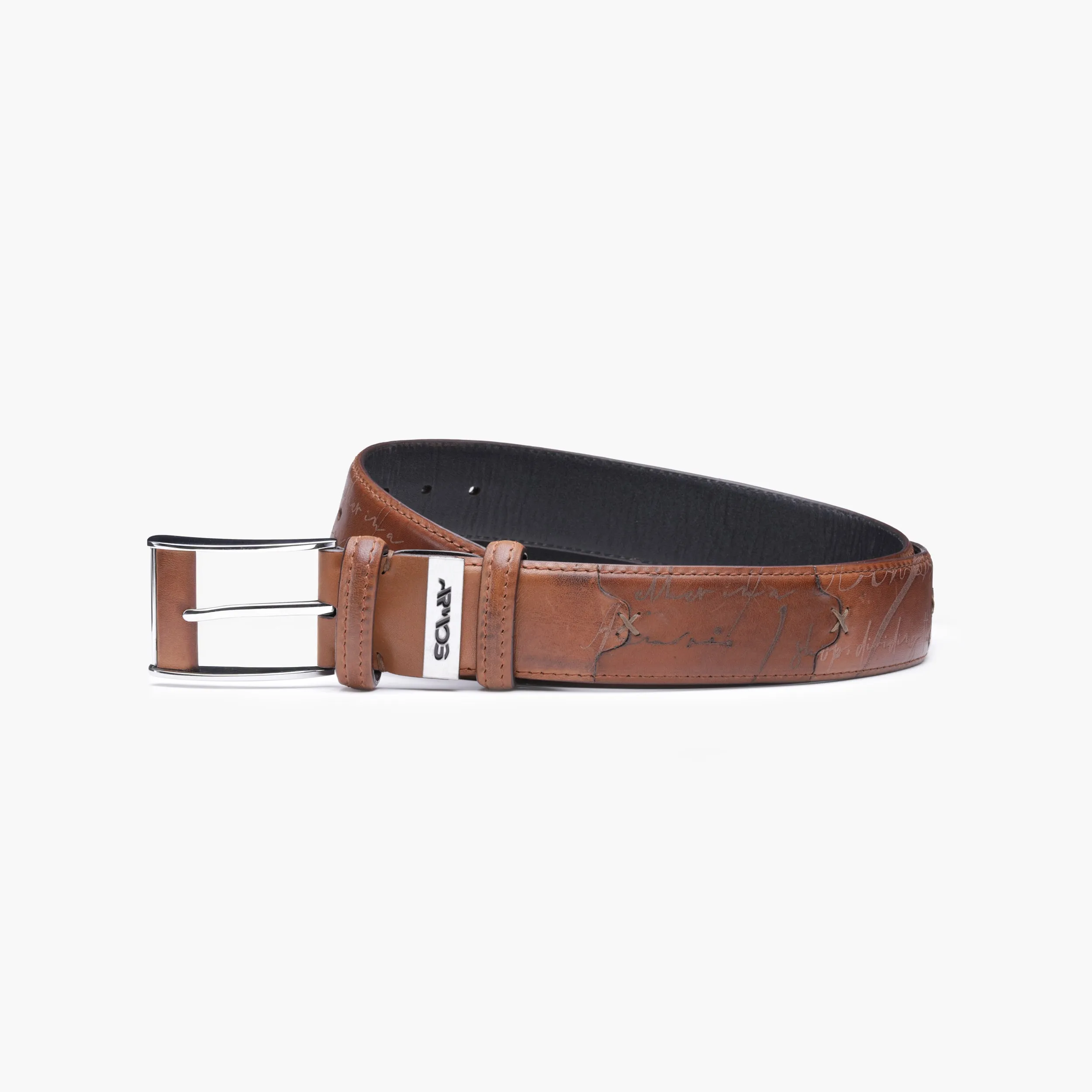 Men’s Brown Scritto Leather Belt sold by Armos product image thumbnail 2
