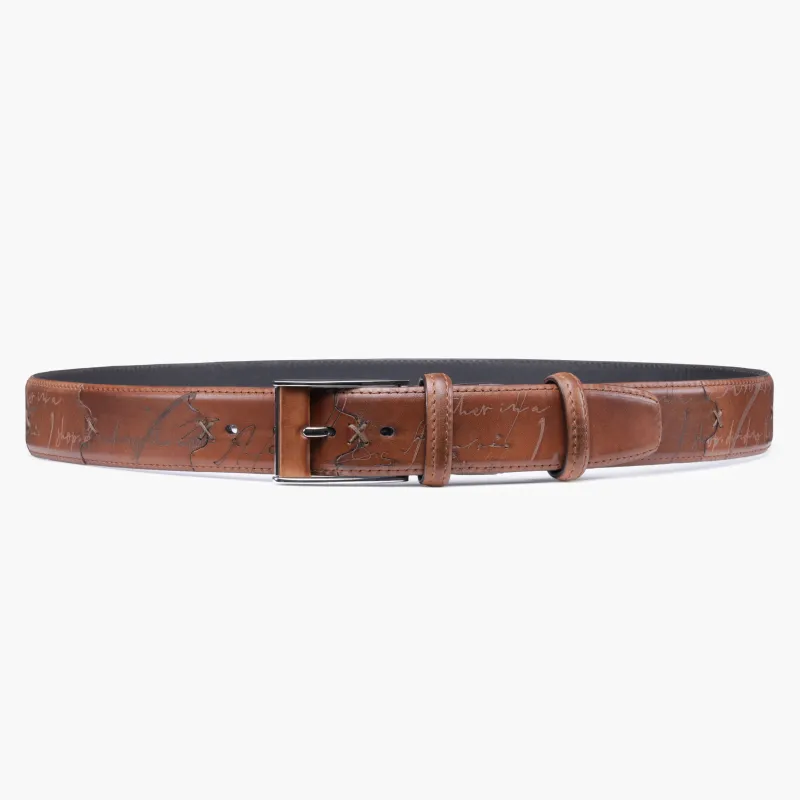 Men’s Brown Scritto Leather Belt made by Armos