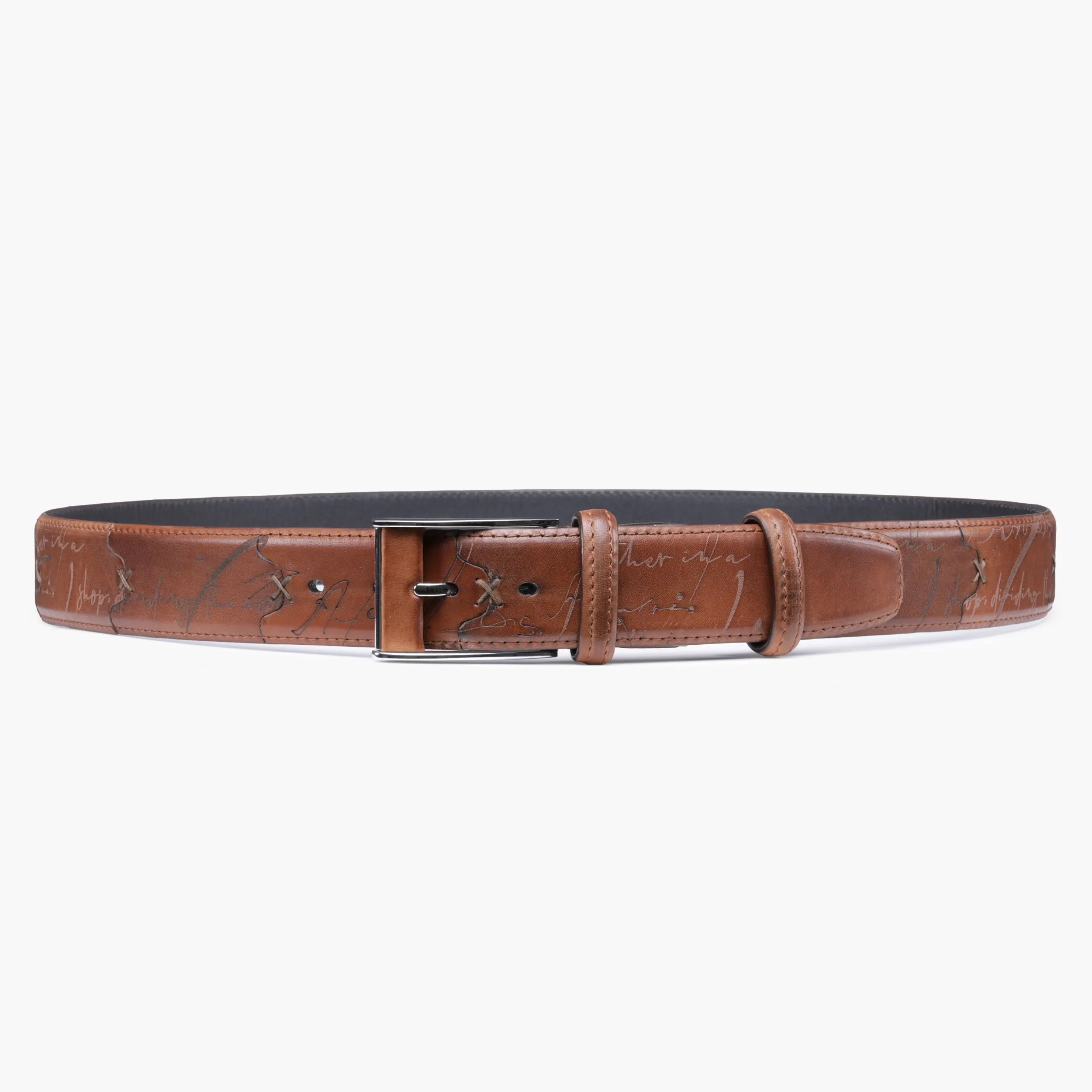 Men’s Brown Scritto Leather Belt sold by Armos