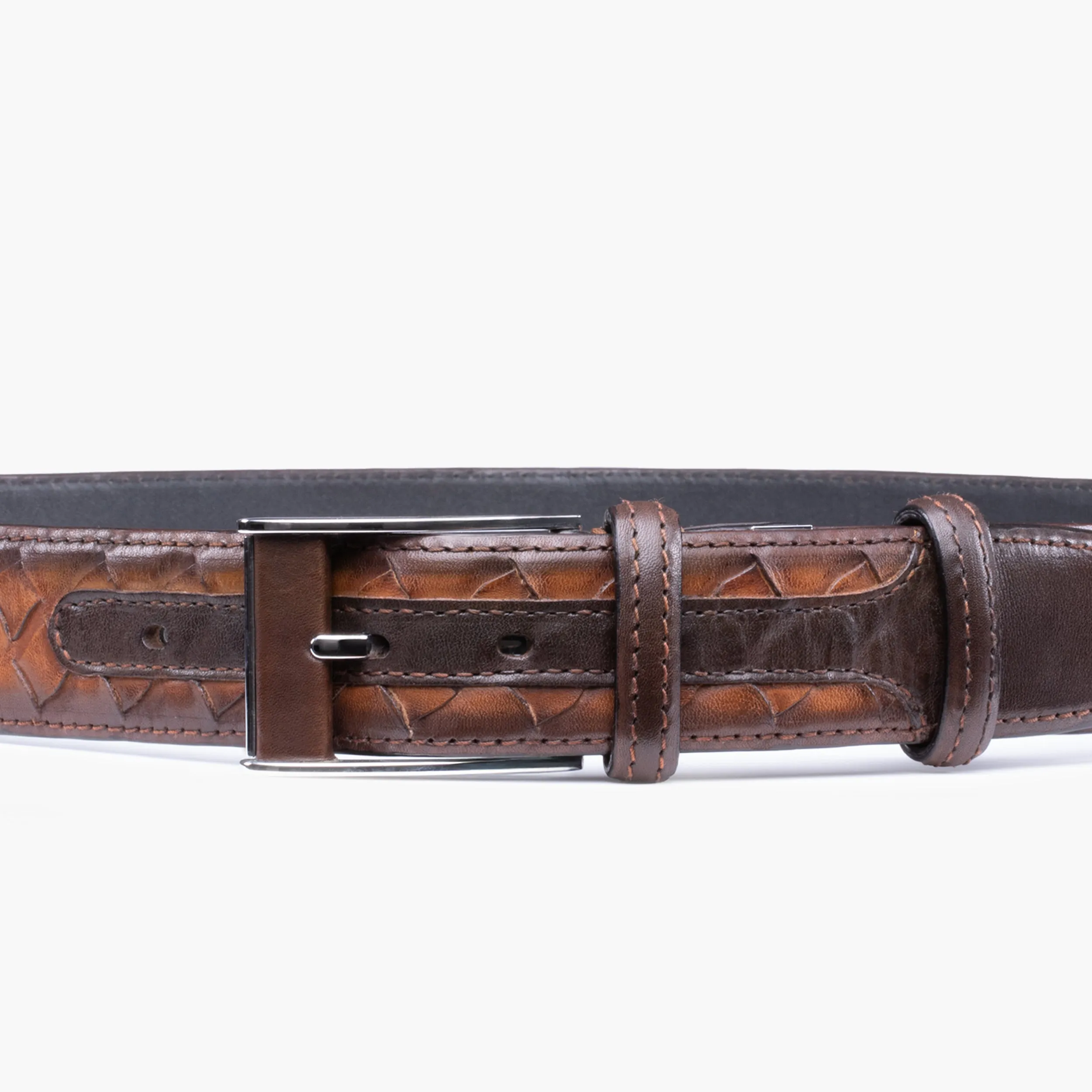 Men’s Brown Patina Woven Leather Belt sold by Armos product image thumbnail 4