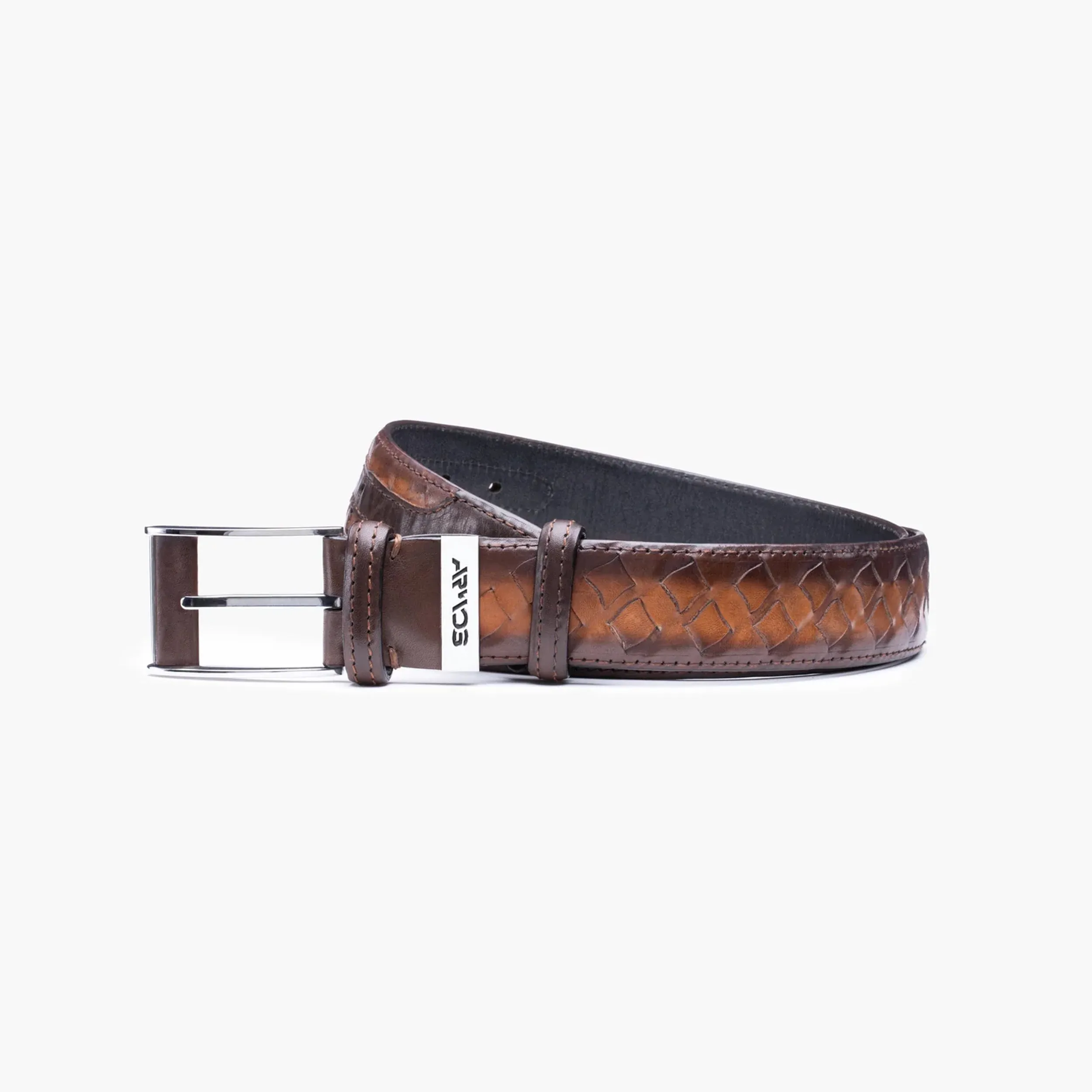 Men’s Brown Patina Woven Leather Belt sold by Armos product image thumbnail 2