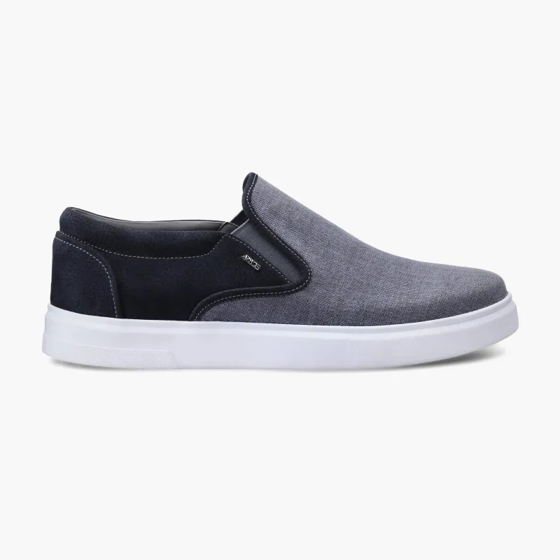 Men's Gray Linen Slip-On Sneaker made by Armos
