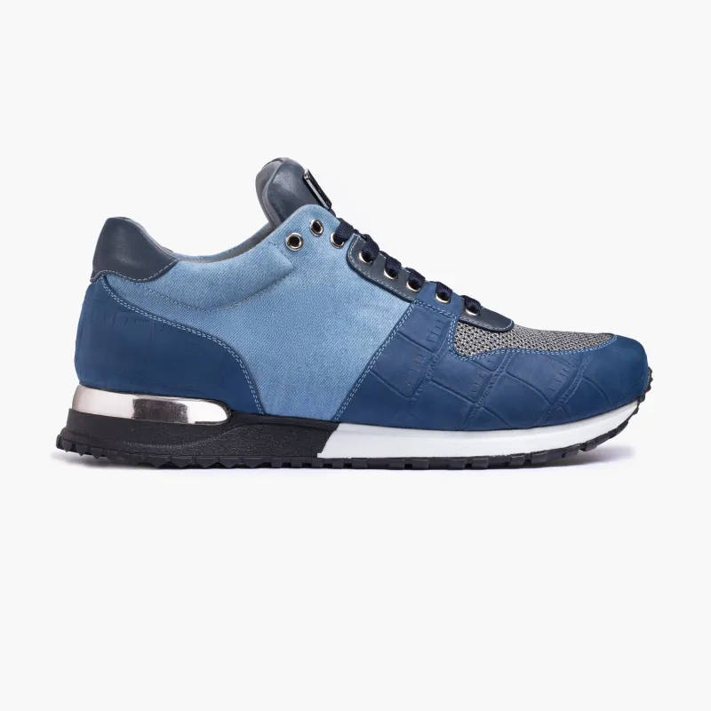 Men's Denim Croc-Embossed Matte Sneaker made by Armos