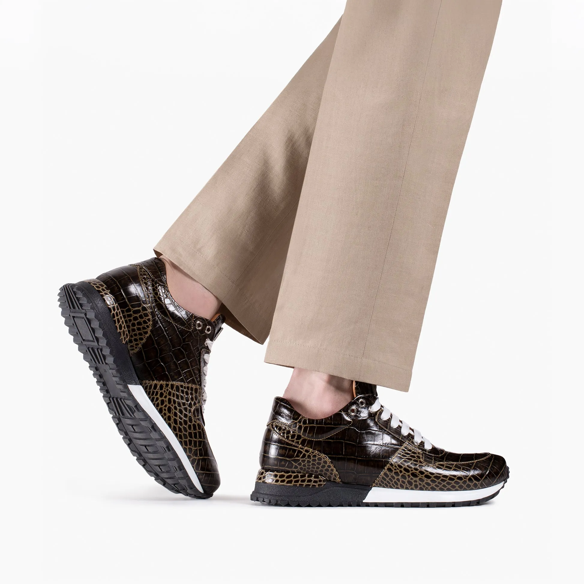 Men's Brown Croc-Embossed Leather Sneaker sold by Armos product image thumbnail 2