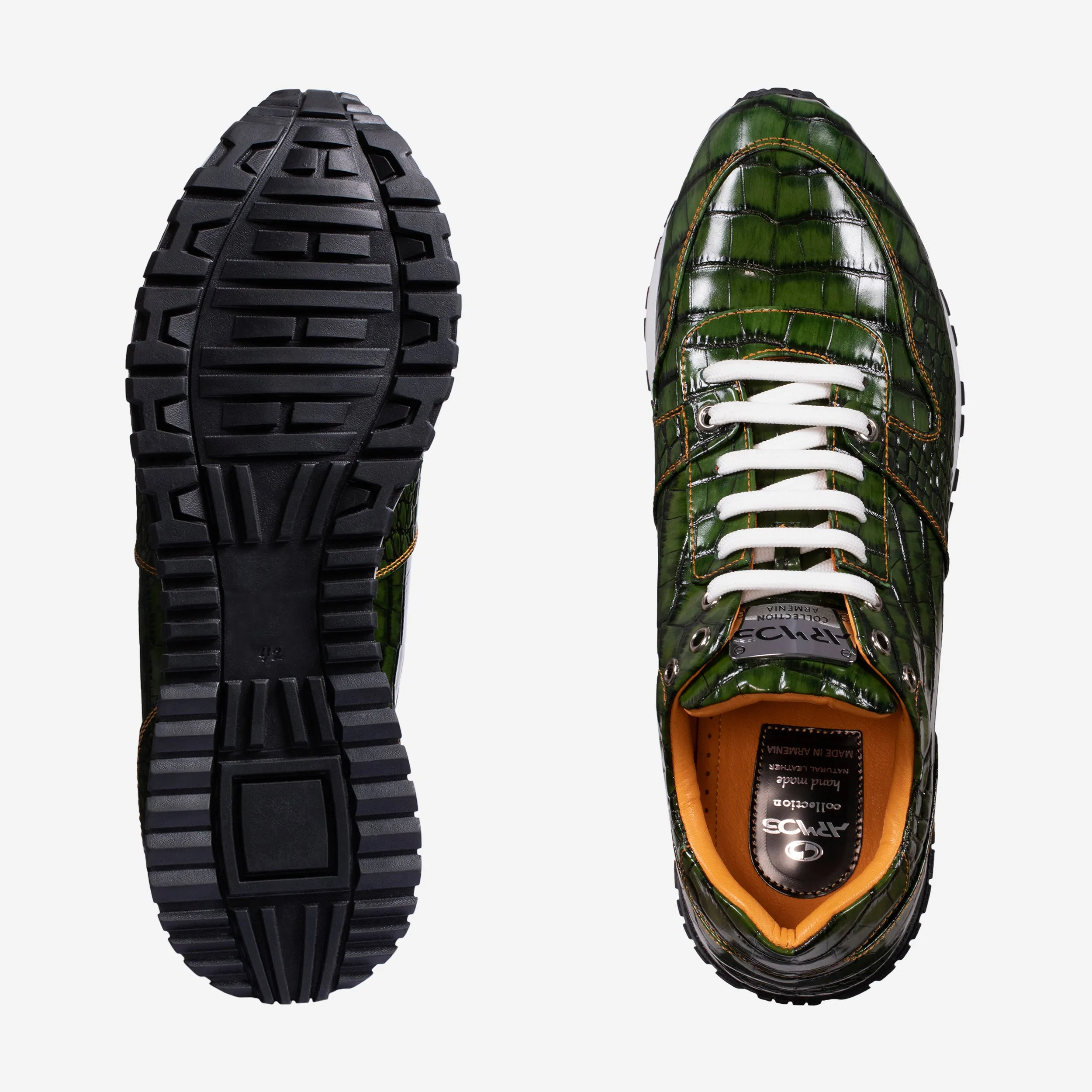 Men's Green Croc-Embossed Leather Sneaker sold by Armos product image thumbnail 5