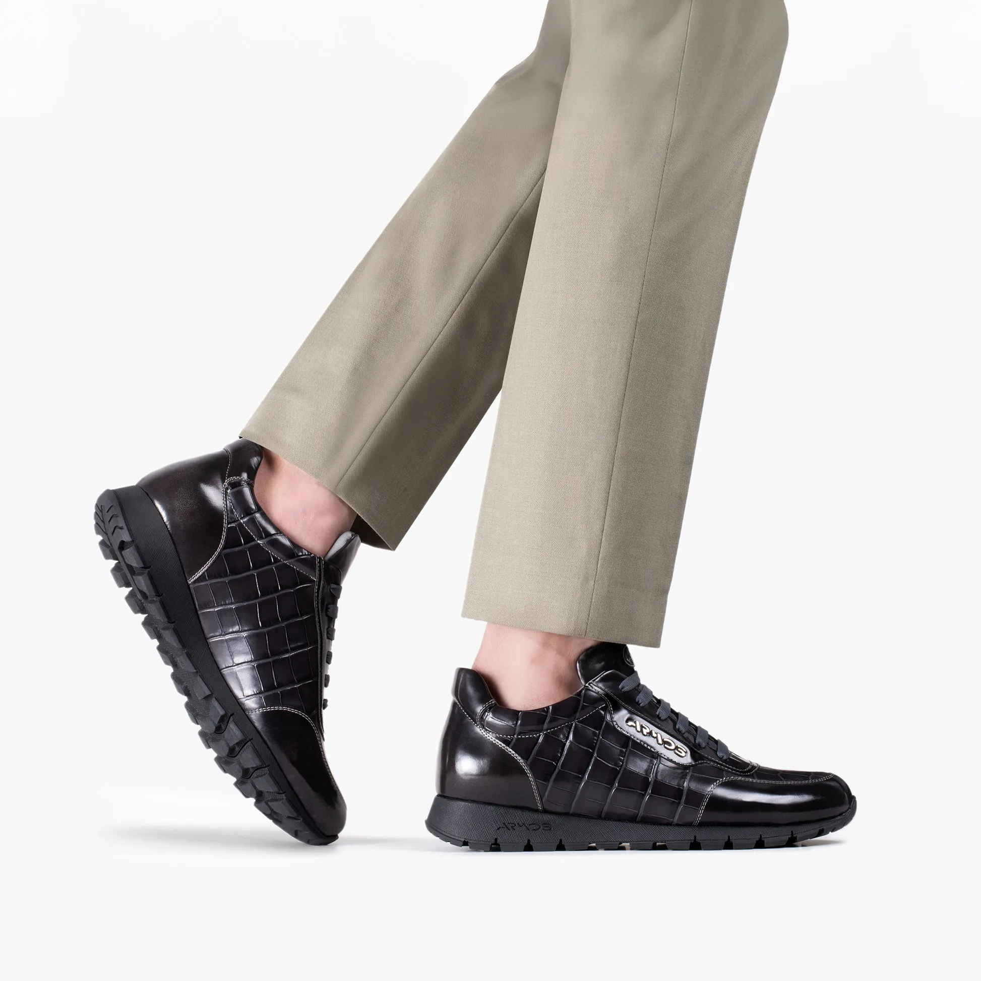 Men's Gray Croc-Embossed Leather Sneaker sold by Armos product image thumbnail 2