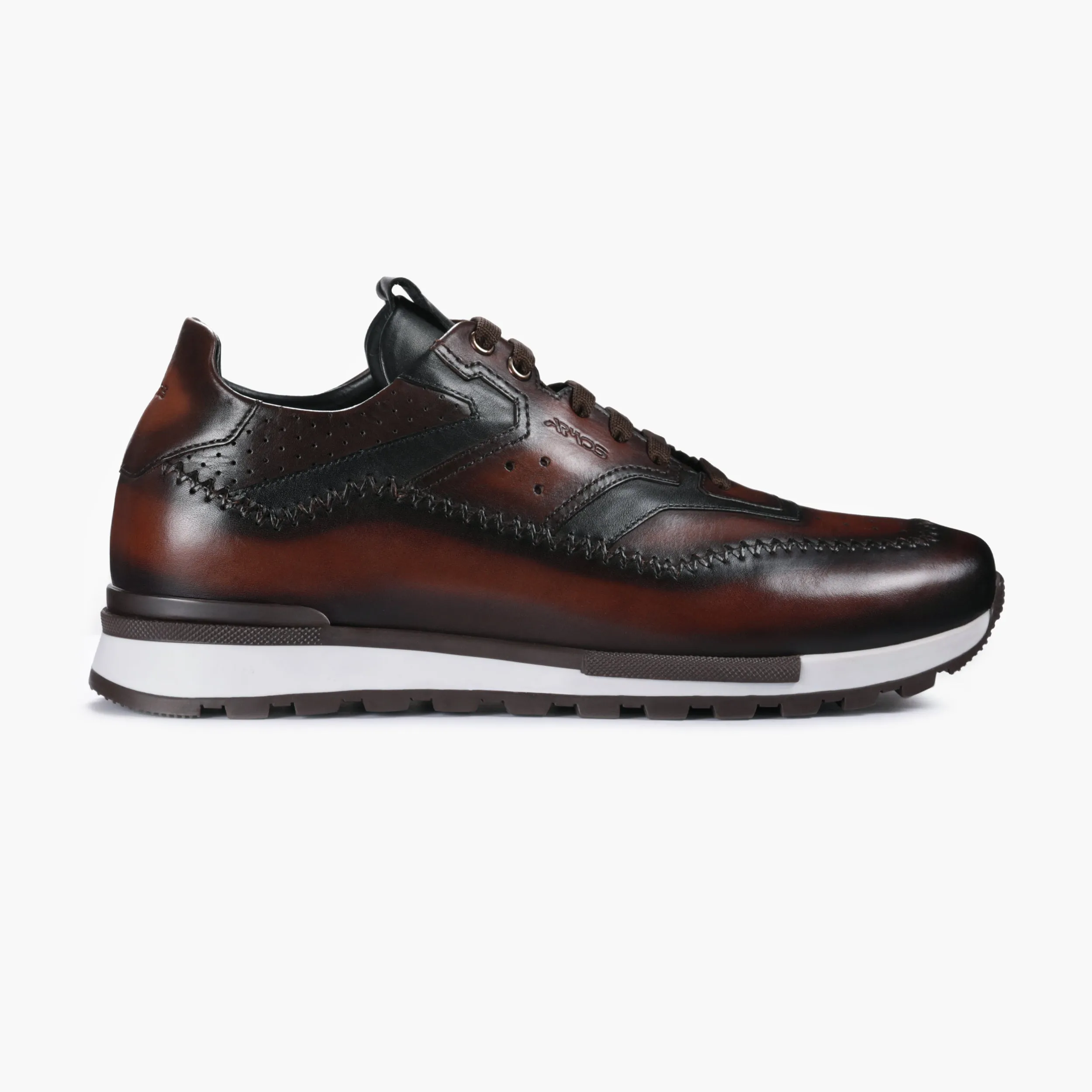Men's Brown Patina Leather Sneaker sold by Armos