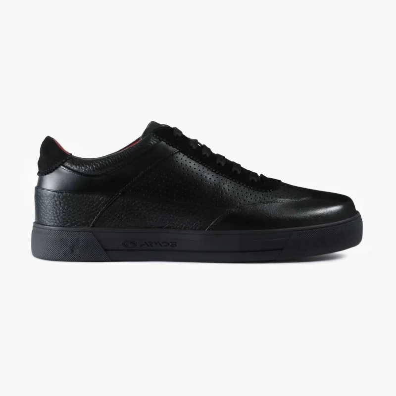 Men's Black Breathable Leather Sneaker made by Armos