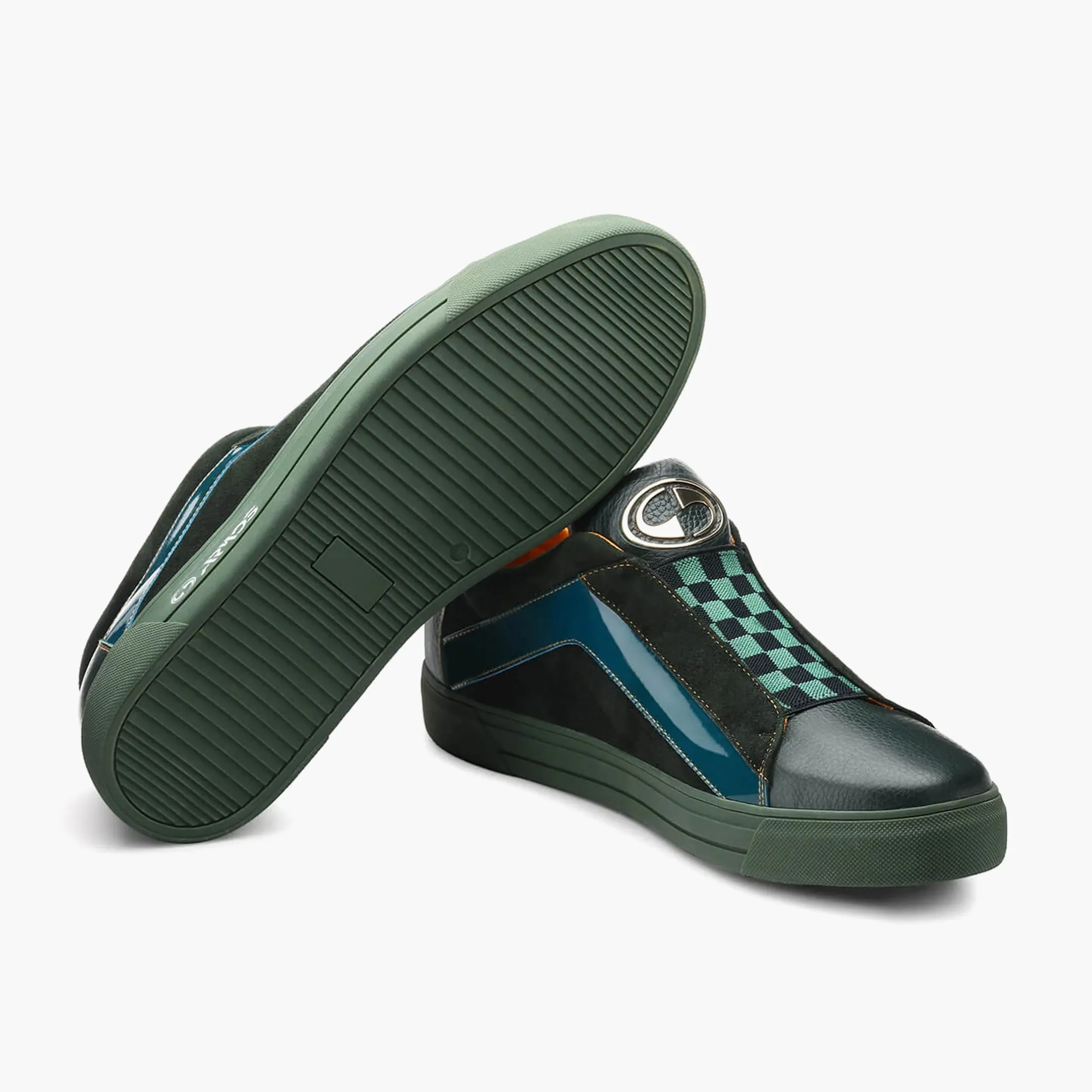 Men’s Green Checkered Leather Sneaker sold by Armos product image thumbnail 4