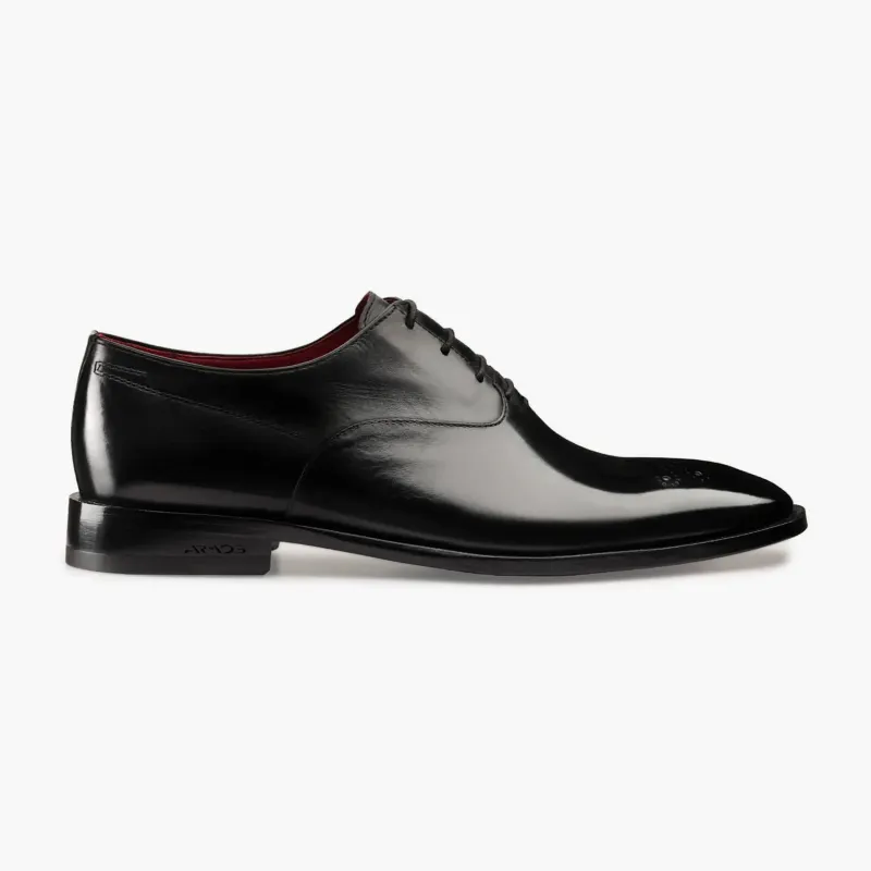 Men’s Black Leather Medallion Toe Oxford made by Armos