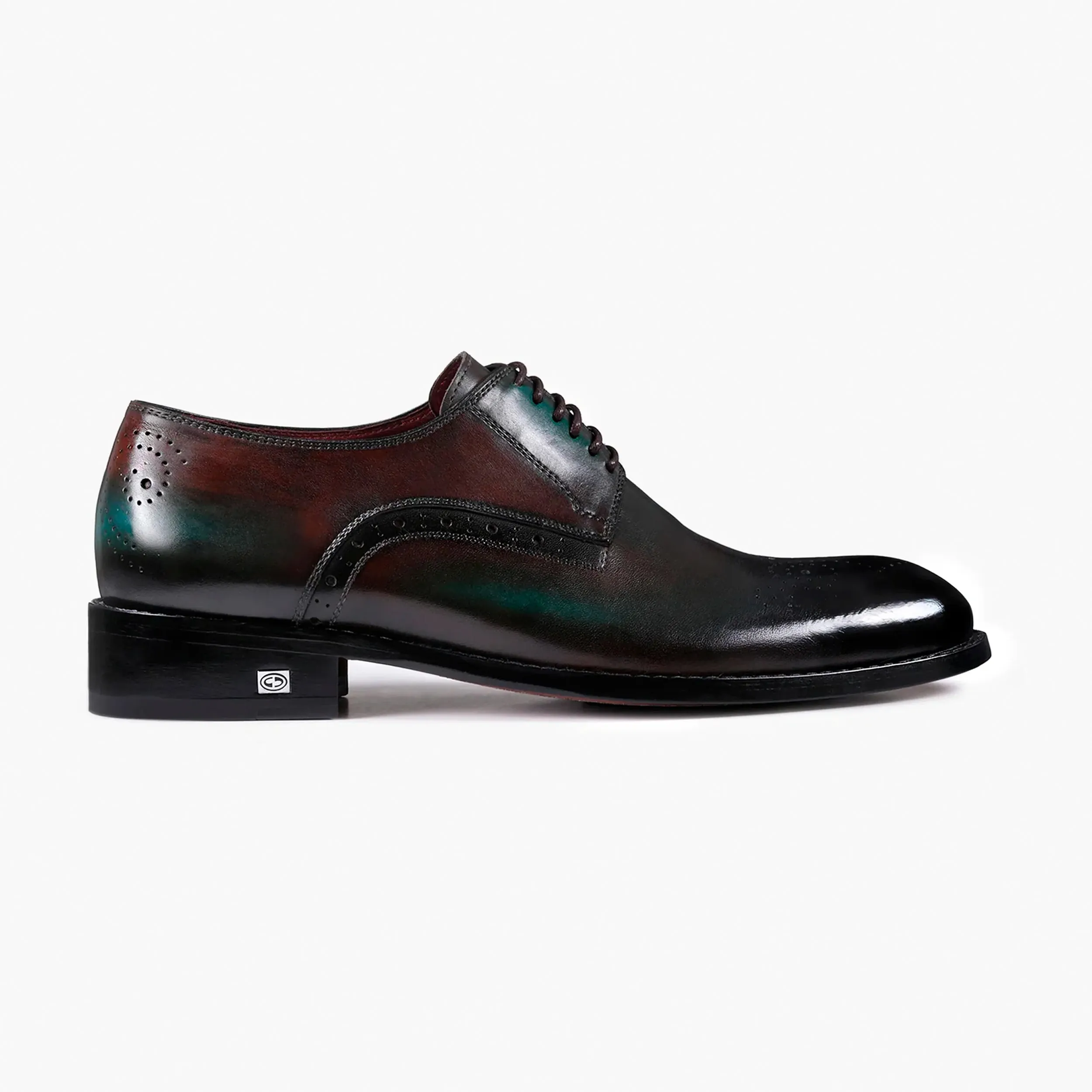Men’s Brown & Emerald Patina Leather Derby sold by Armos