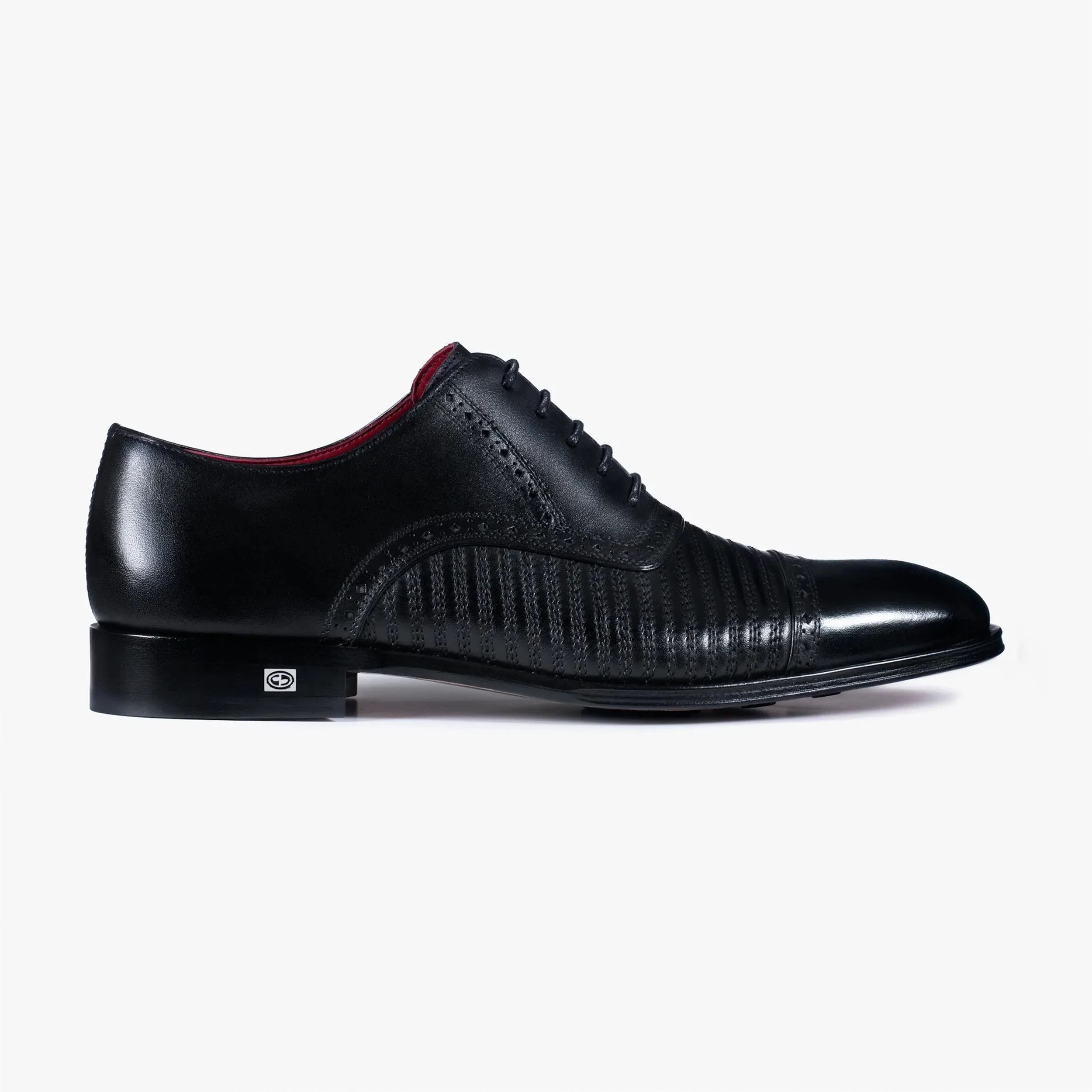 Men’s Black Textured Leather Brogue Oxford sold by Armos