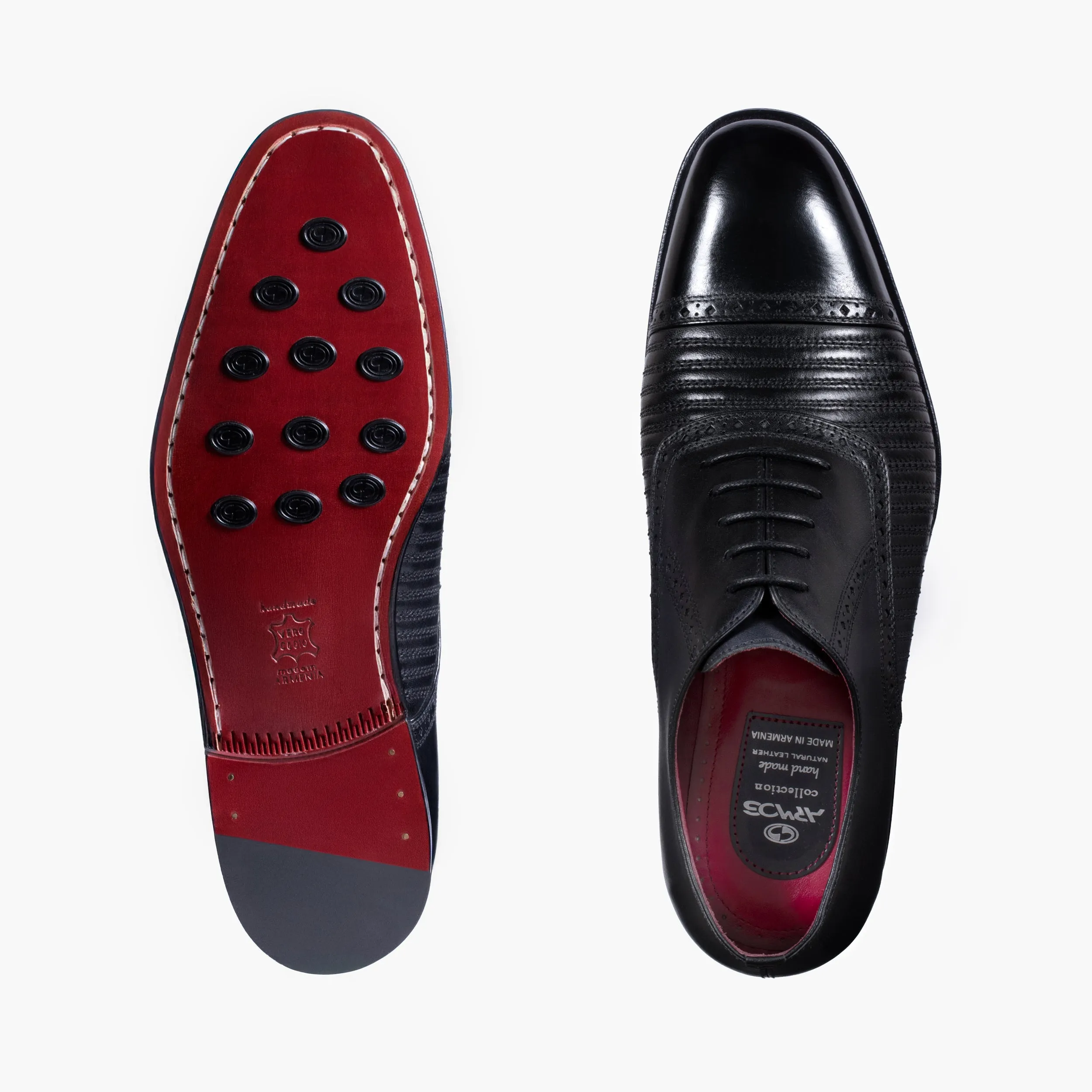 Men’s Black Textured Leather Brogue Oxford sold by Armos product image thumbnail 5